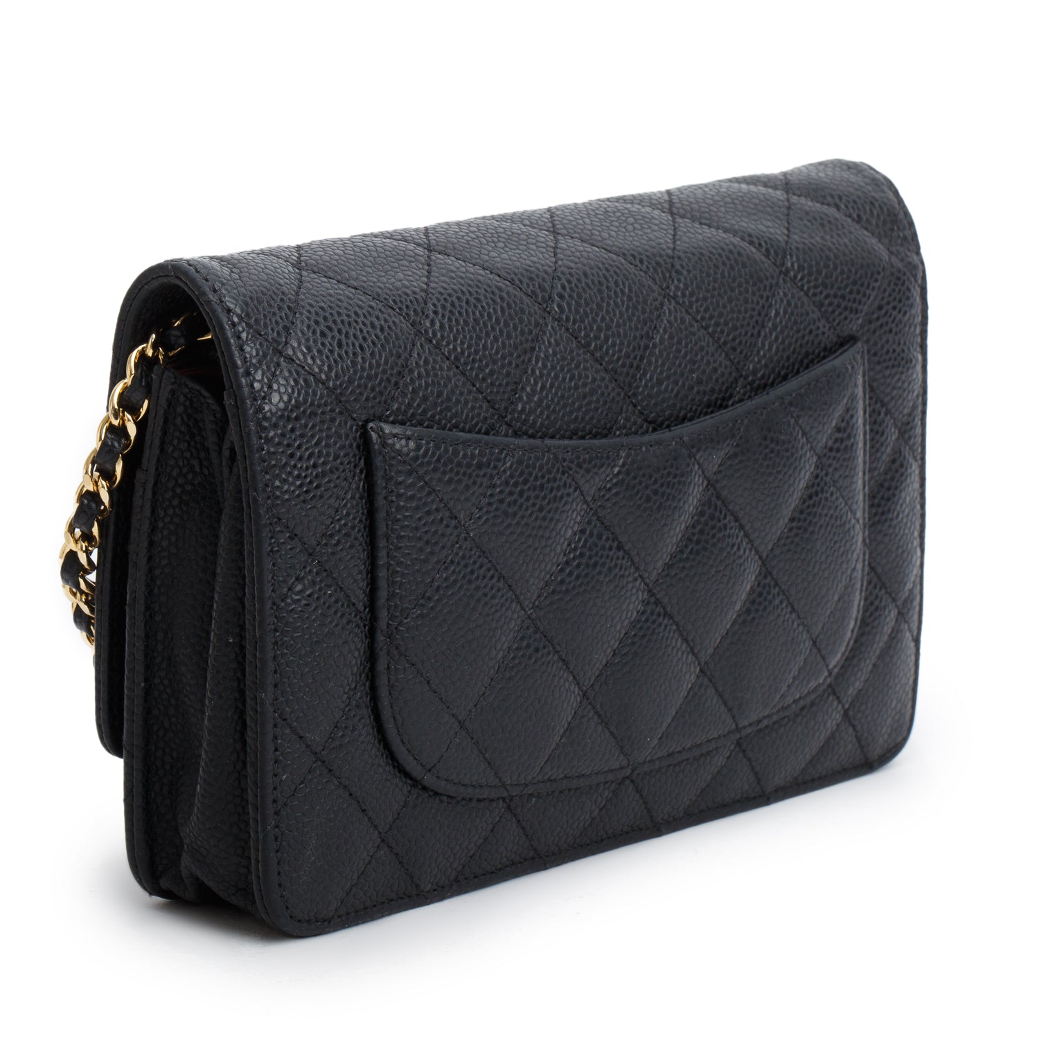 Chanel Black Caviar Quilted Classic Wallet on Chain