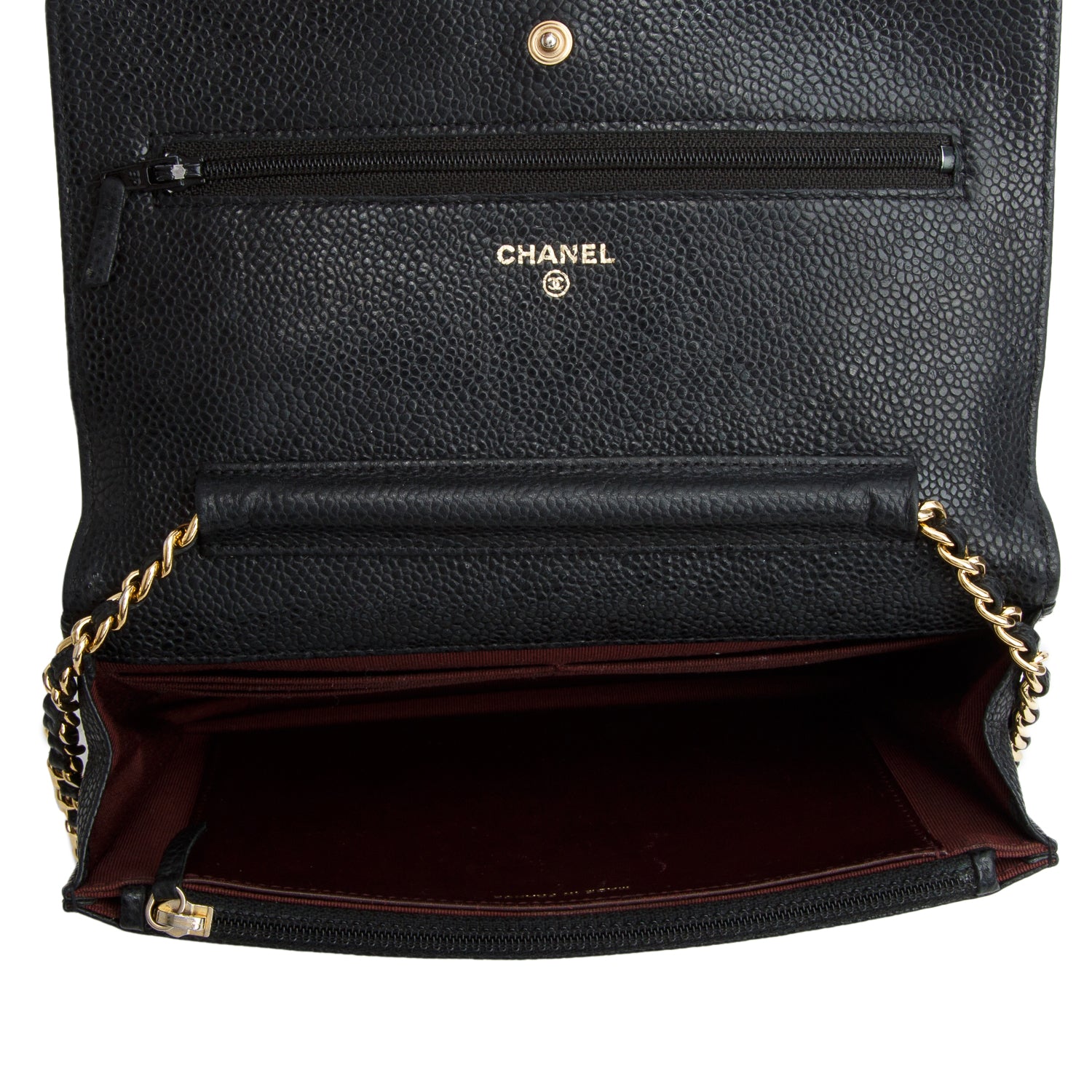 Chanel Black Caviar Quilted Classic Wallet on Chain