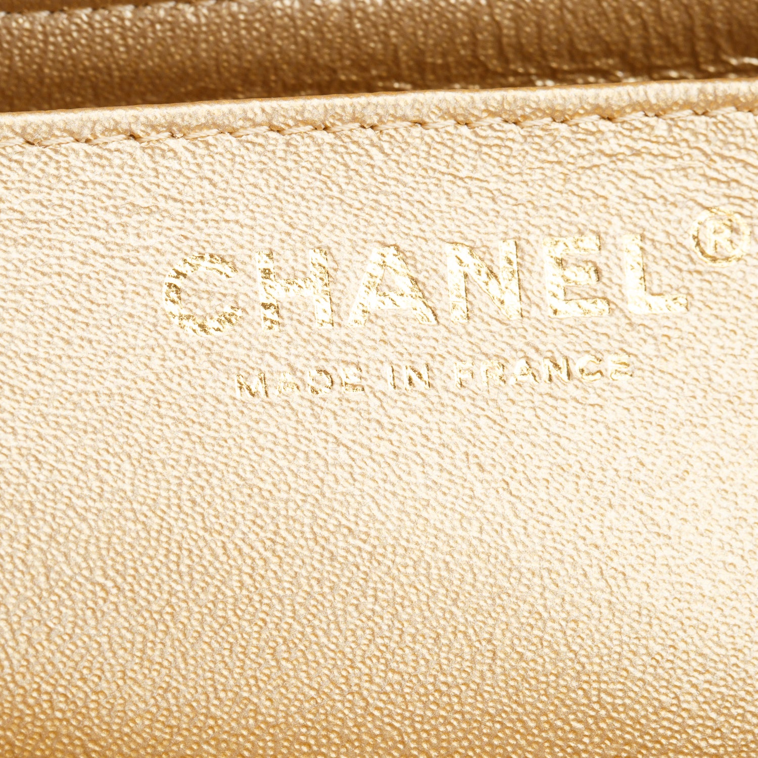 Chanel 2021 Gold Lambskin Quilted Mini Rectangular Flap Bag w/ Authenticity Card