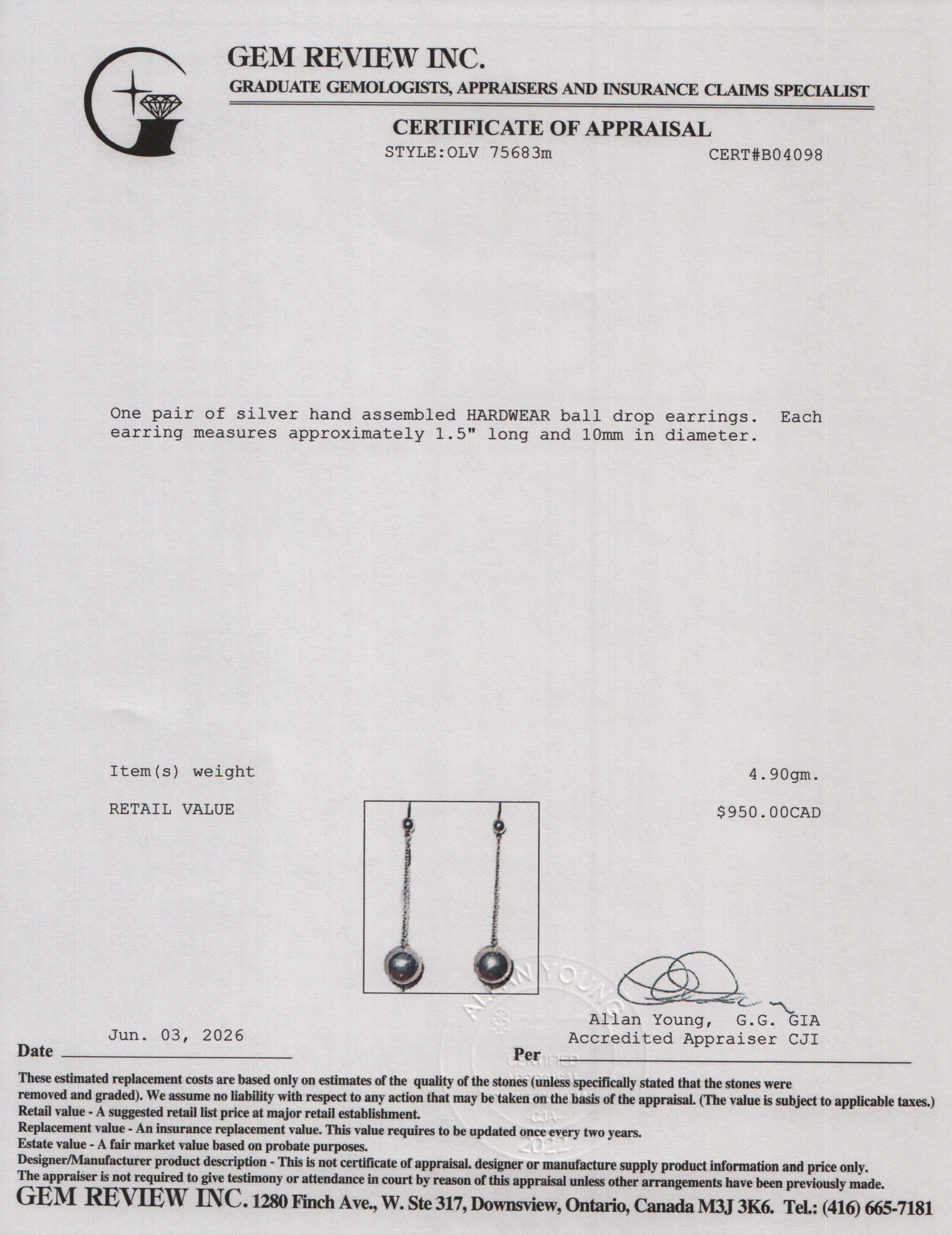 Tiffany & Co. Sterling Silver HardWear Ball Drop Earrings