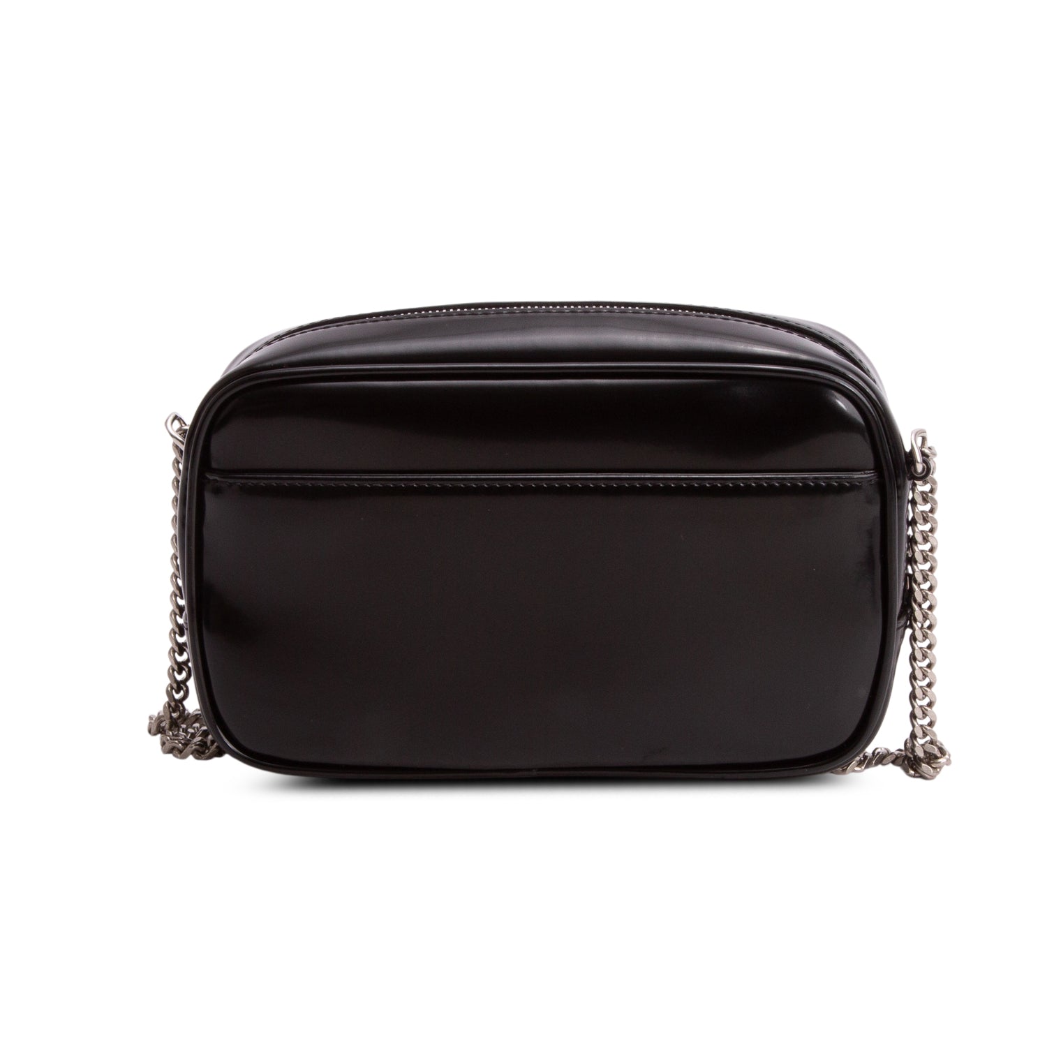 Saint Laurent 2023 Black Shiny Calfskin Monogram Mini Lou Camera Bag w/ Box