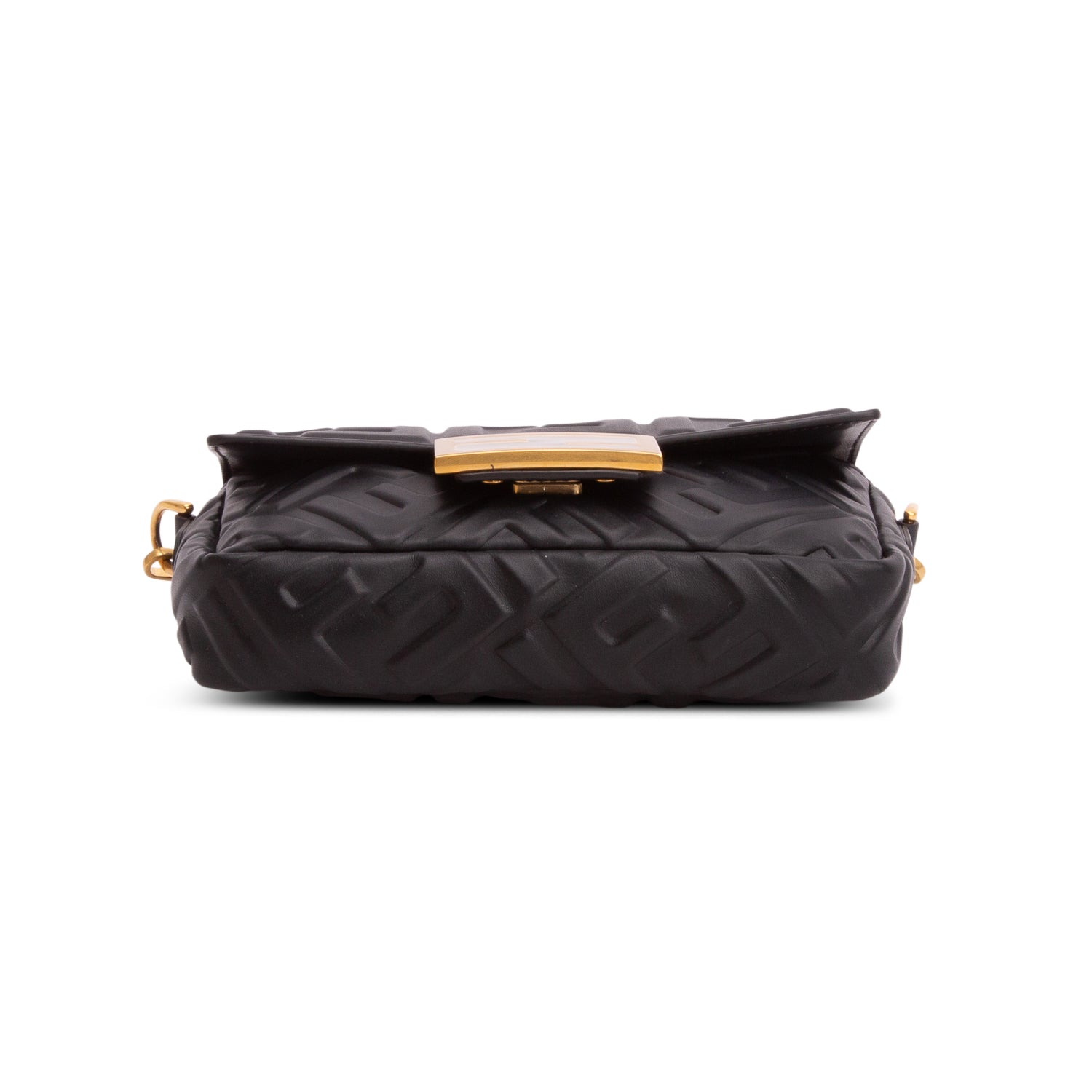 Fendi 2026 Black Nappa Mini FF Embossed Baguette w/ Box, Straps & Receipt