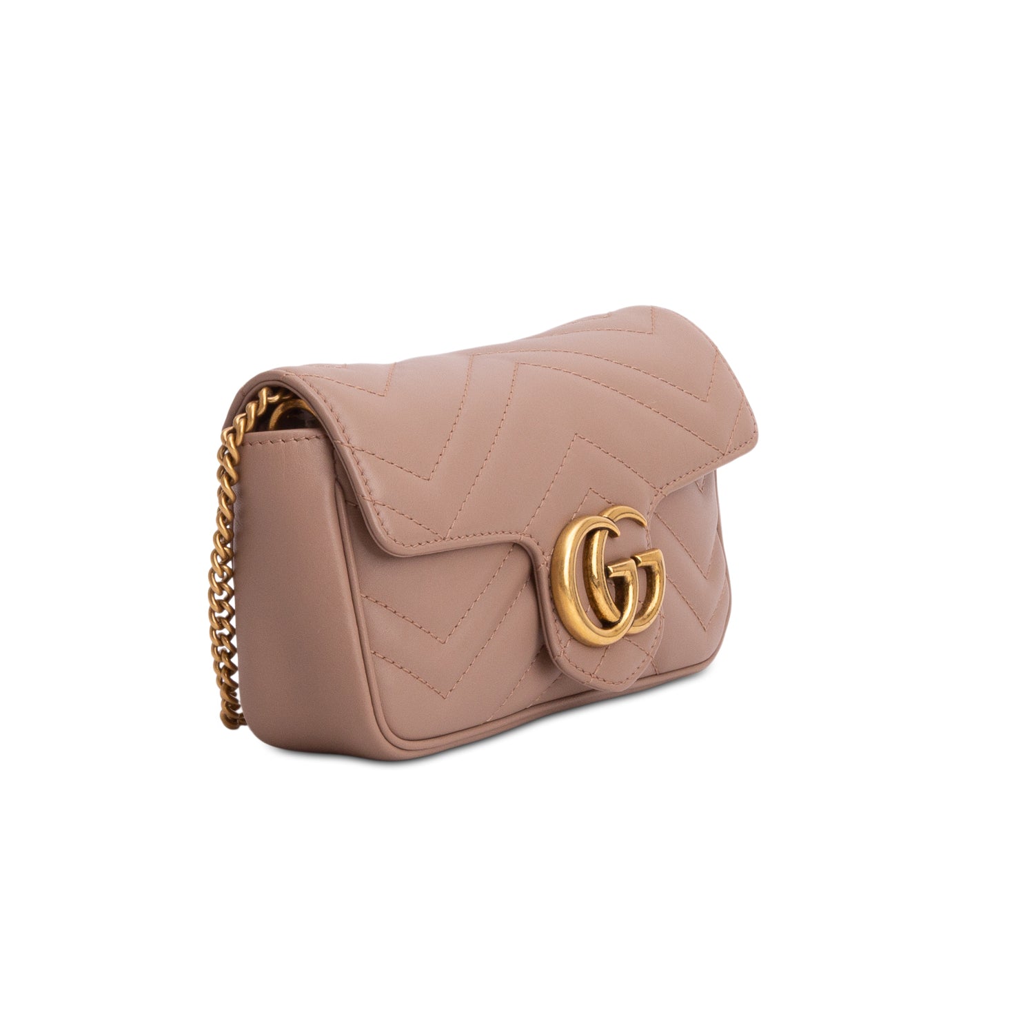 Gucci Pink GG Marmont Matelasse Leather Super Mini Bag