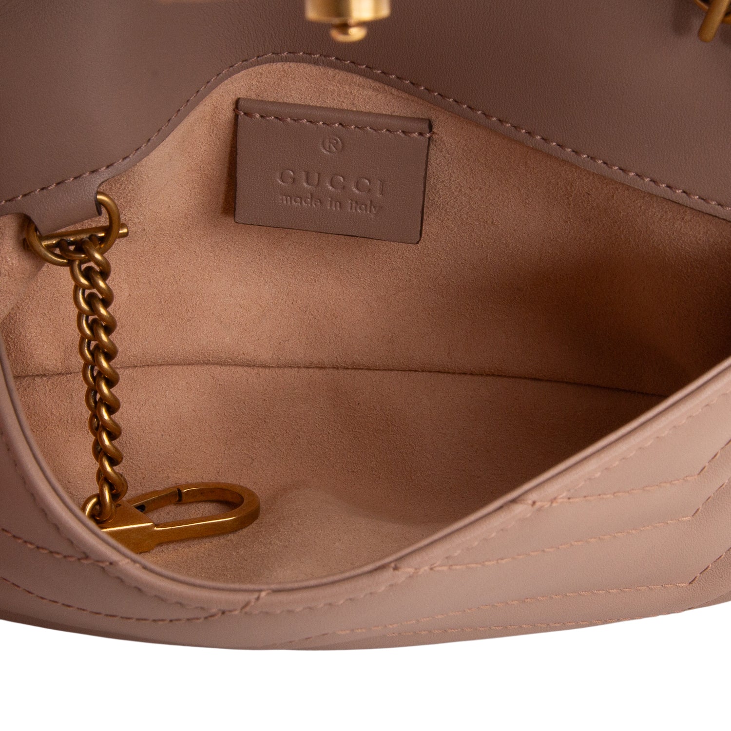 Gucci Pink GG Marmont Matelasse Leather Super Mini Bag