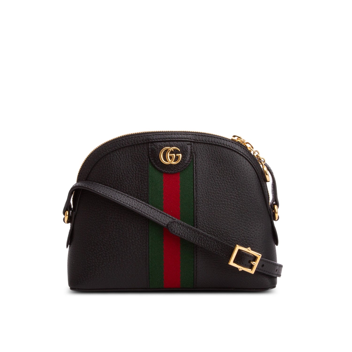 Gucci Black Dollar Calfskin Web Small Ophidia Dome Crossbody Bag