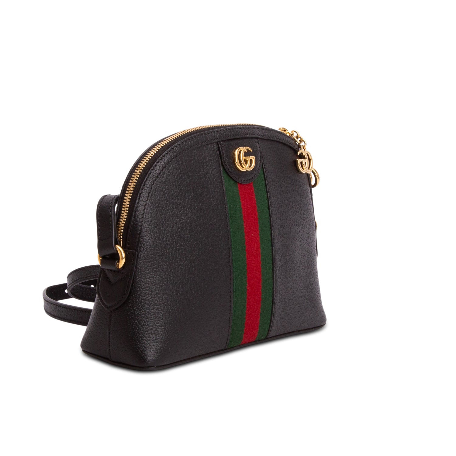 Gucci Black Dollar Calfskin Web Small Ophidia Dome Crossbody Bag