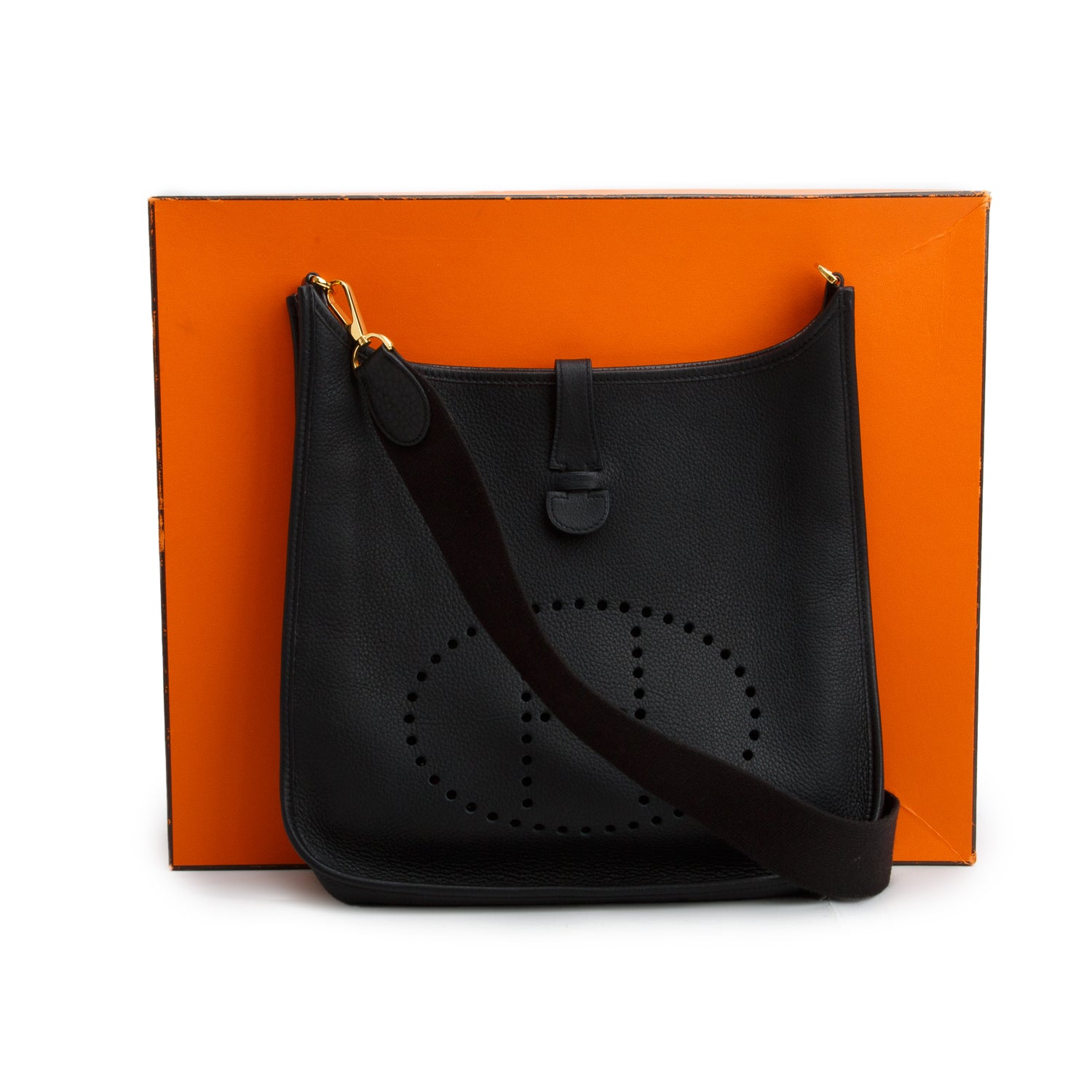 Hermes Noir Taurillon Clemence Evelyne I 33 W/ Box