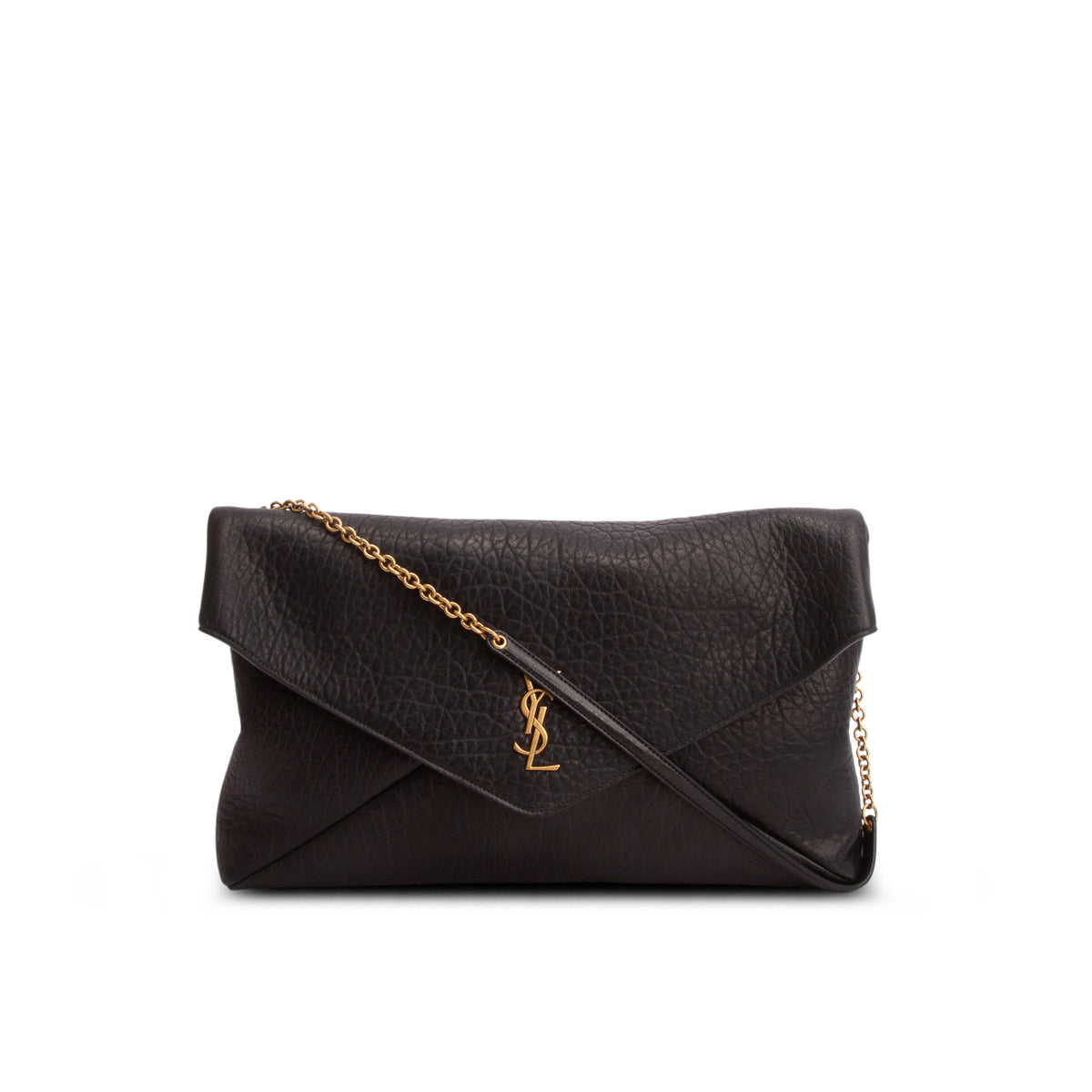 【最終価格】SAINT LAURENT PARIS 15aw L00 44 Saint Laurent 2025 Black Grained Lambskin Large Cassandre Envelope