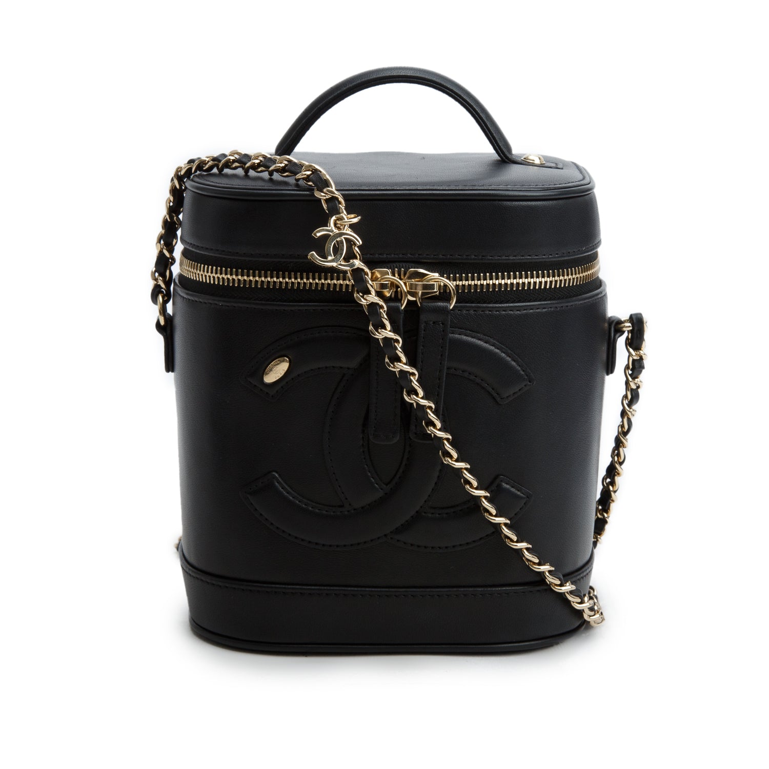Chanel Black Lambskin Timeless Vanity Cosmetic Case w/ Box & Authenticity Card