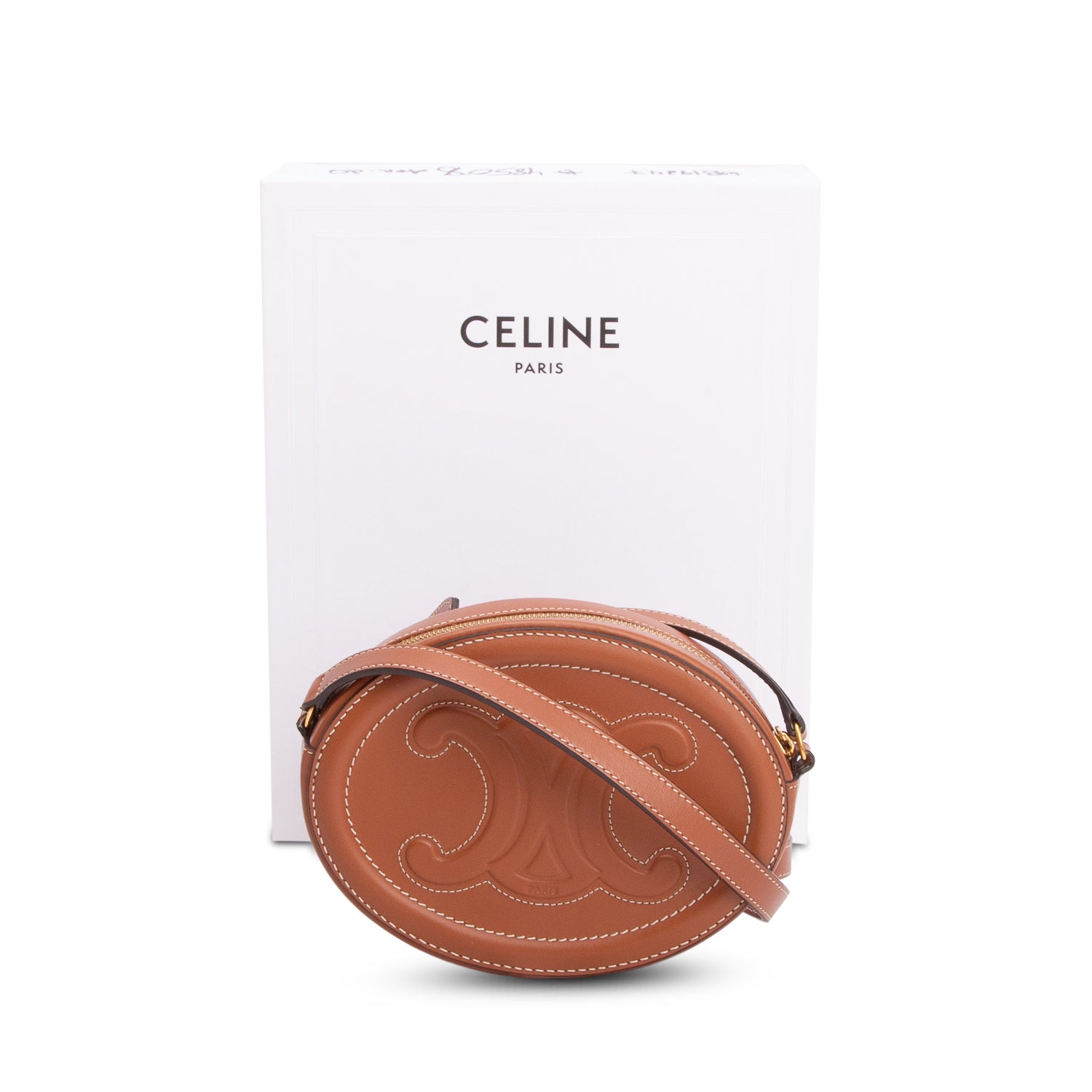 Celine 2021 Brown Smooth Calfskin Triomphe Oval Crossbody