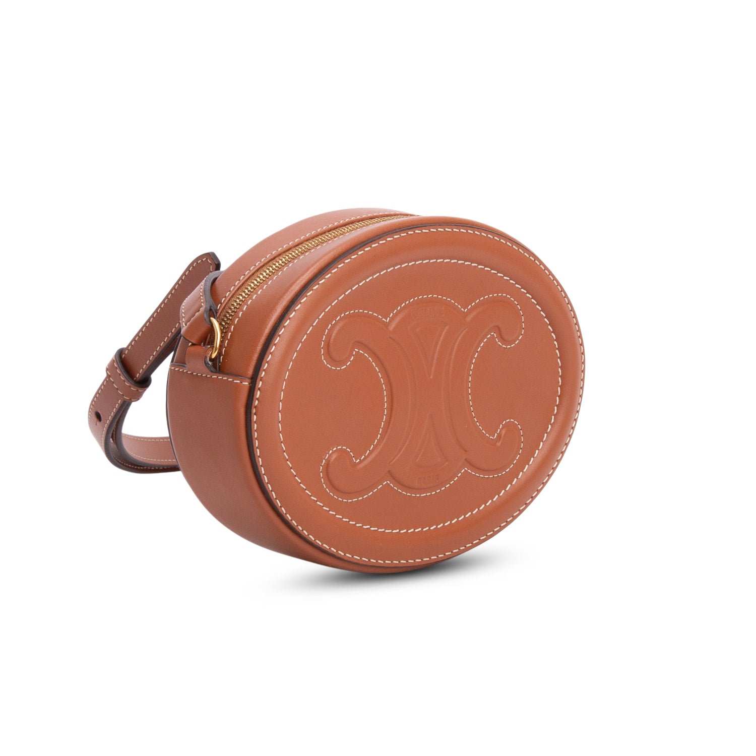 Celine 2021 Brown Smooth Calfskin Triomphe Oval Crossbody