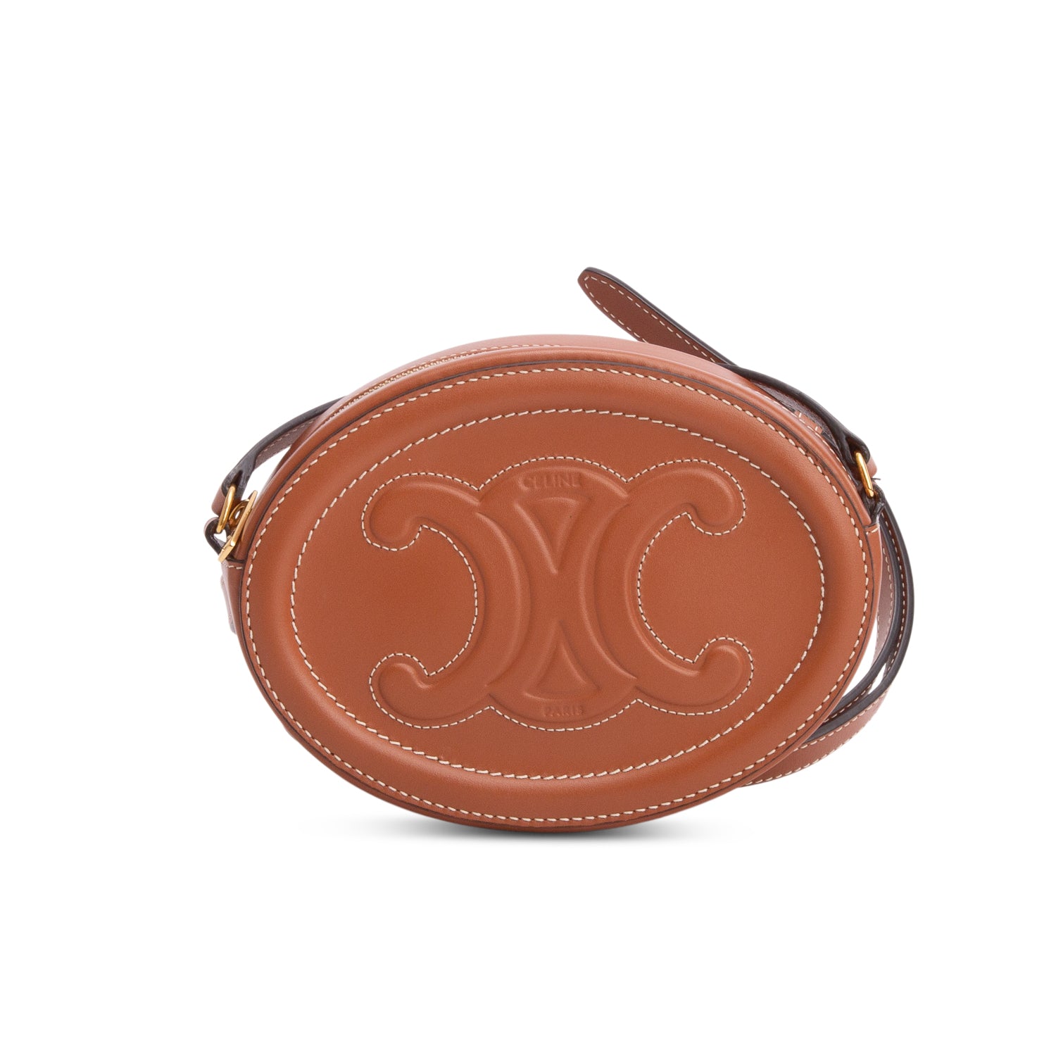Celine 2021 Brown Smooth Calfskin Triomphe Oval Crossbody