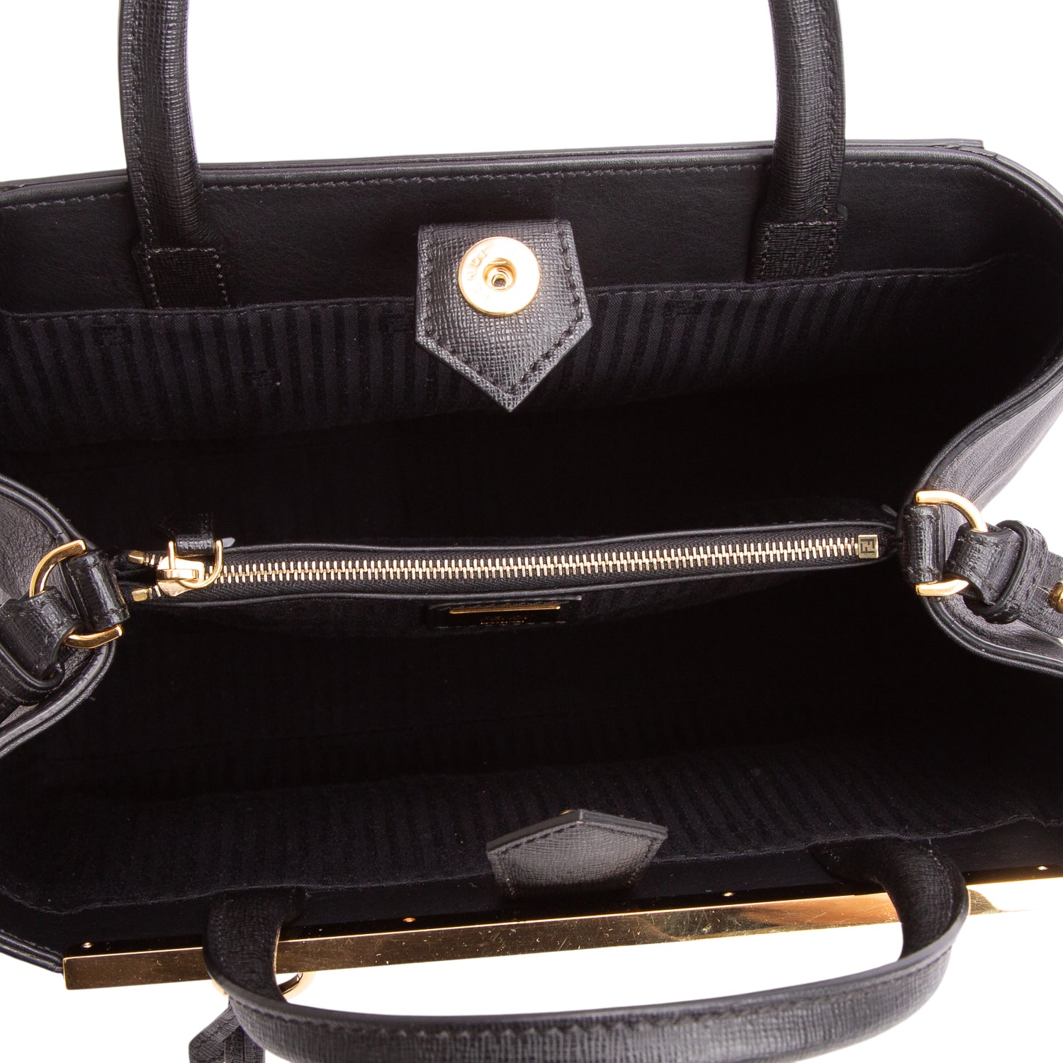 Fendi Black Vitello Elite Petite 2Jours Tote w/ Strap