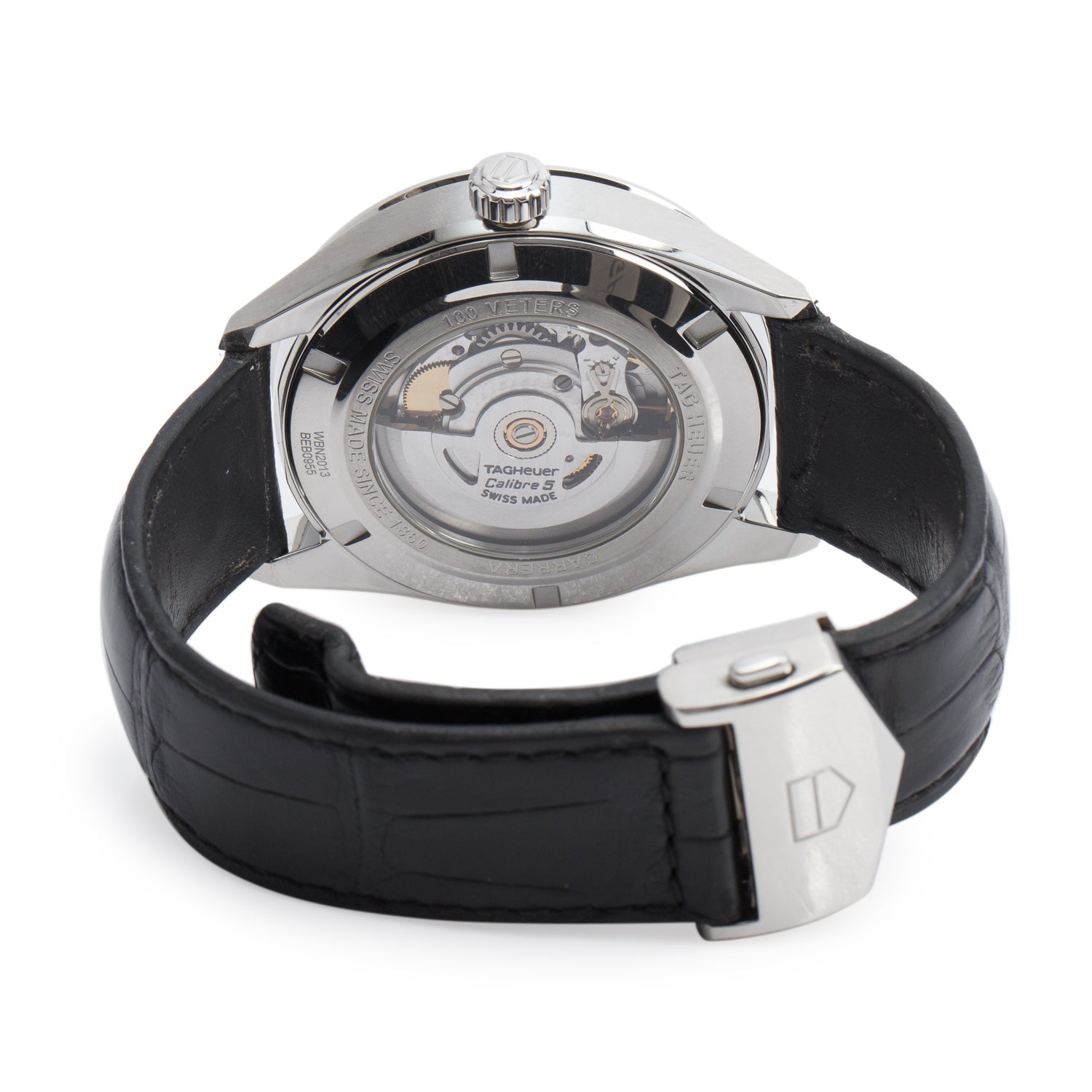 Tag Heuer Stainless Steel Carrera Day-Date 41 MM Automatic Watch Black Dial WBN2013 w/ Box & Papers