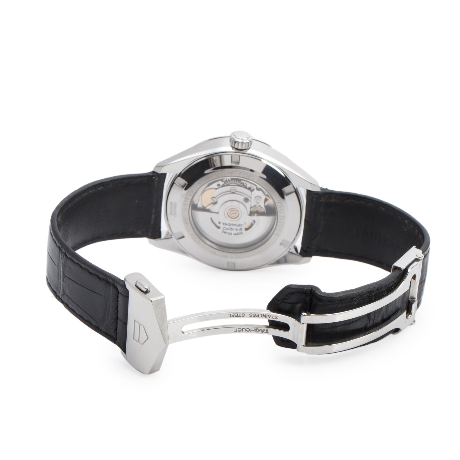 Tag Heuer Stainless Steel Carrera Day-Date 41 MM Automatic Watch Black Dial WBN2013 w/ Box & Papers