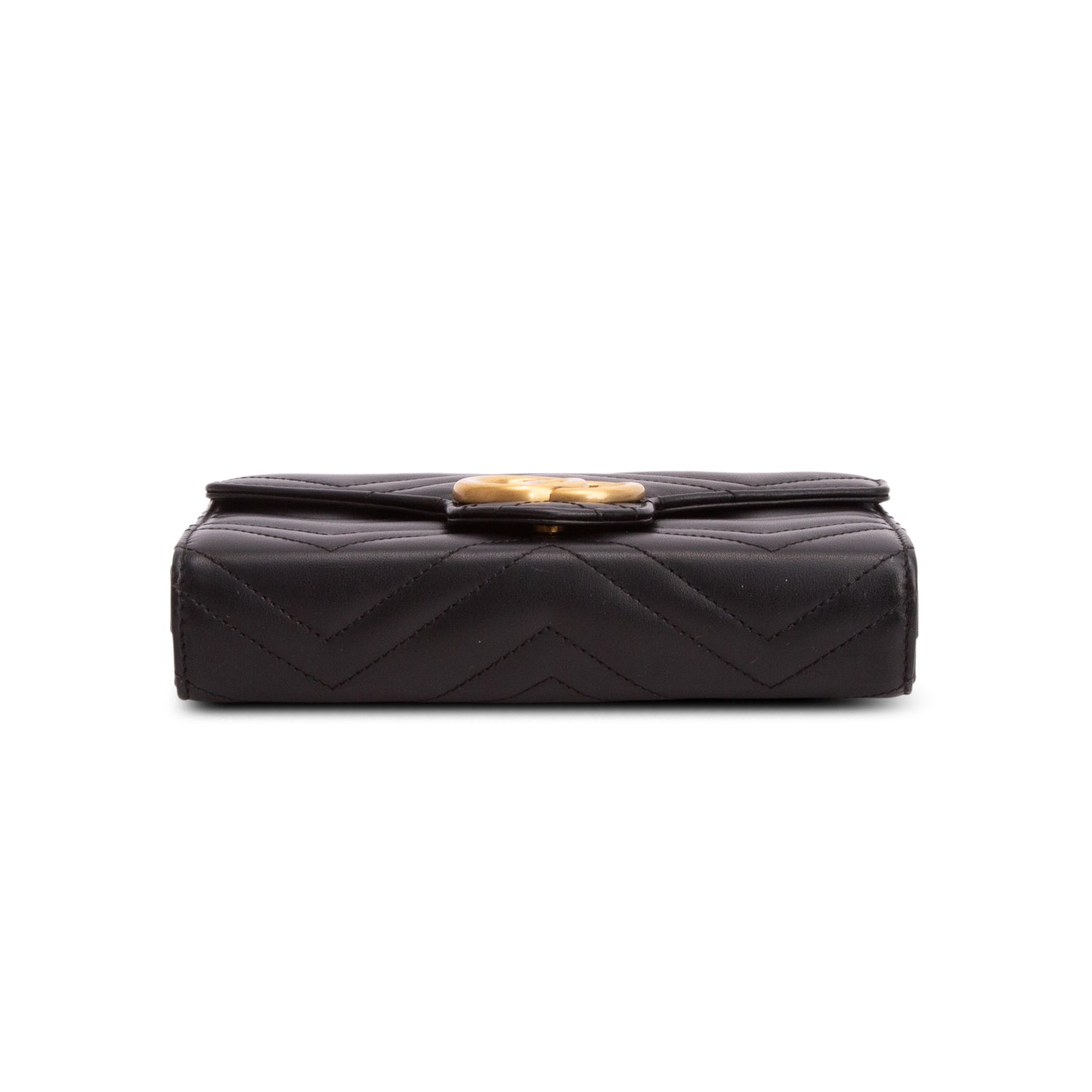 Gucci Black Calfskin Matelasse GG Marmont Wallet on Chain