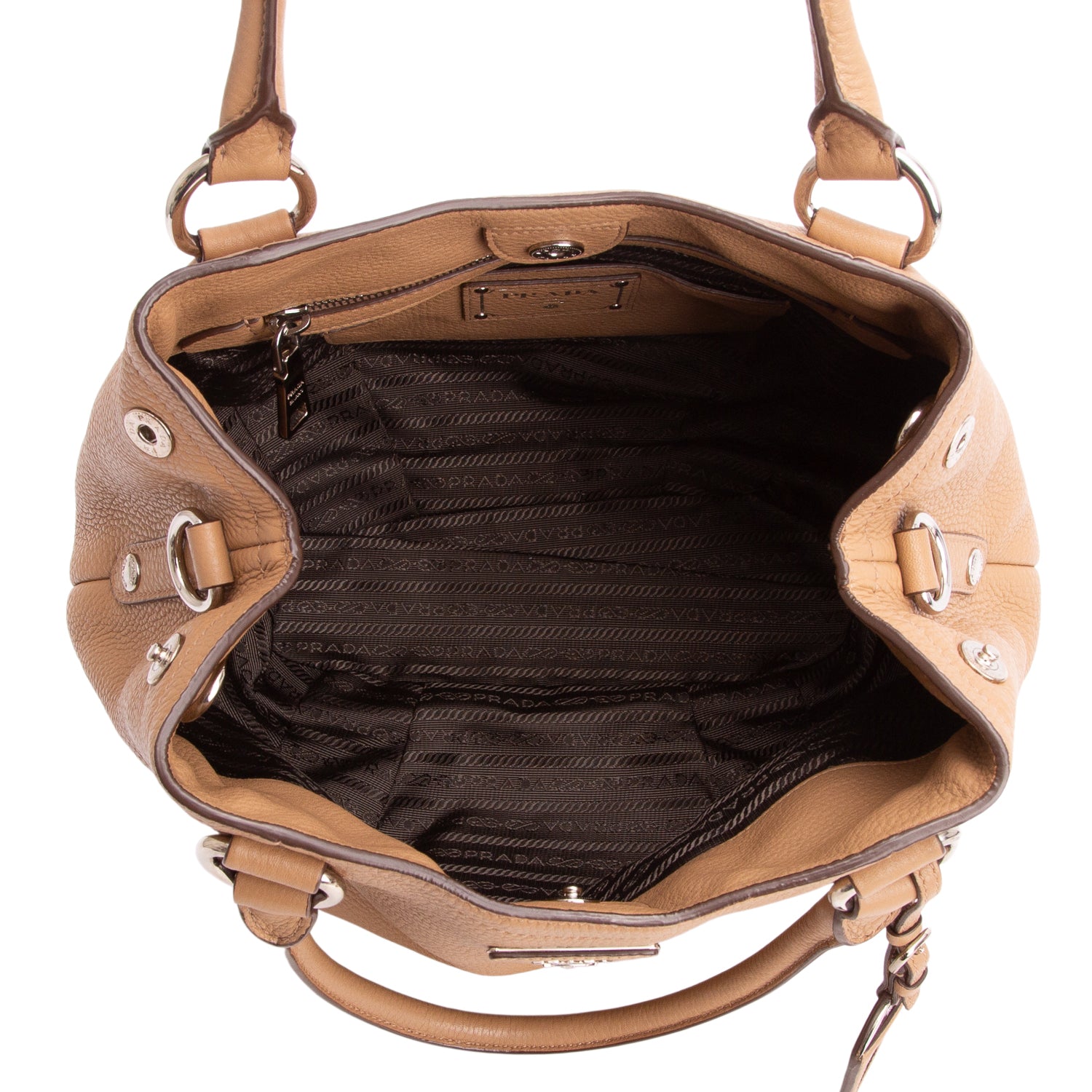 Prada Brown Vitello Daino Tote w/ Strap