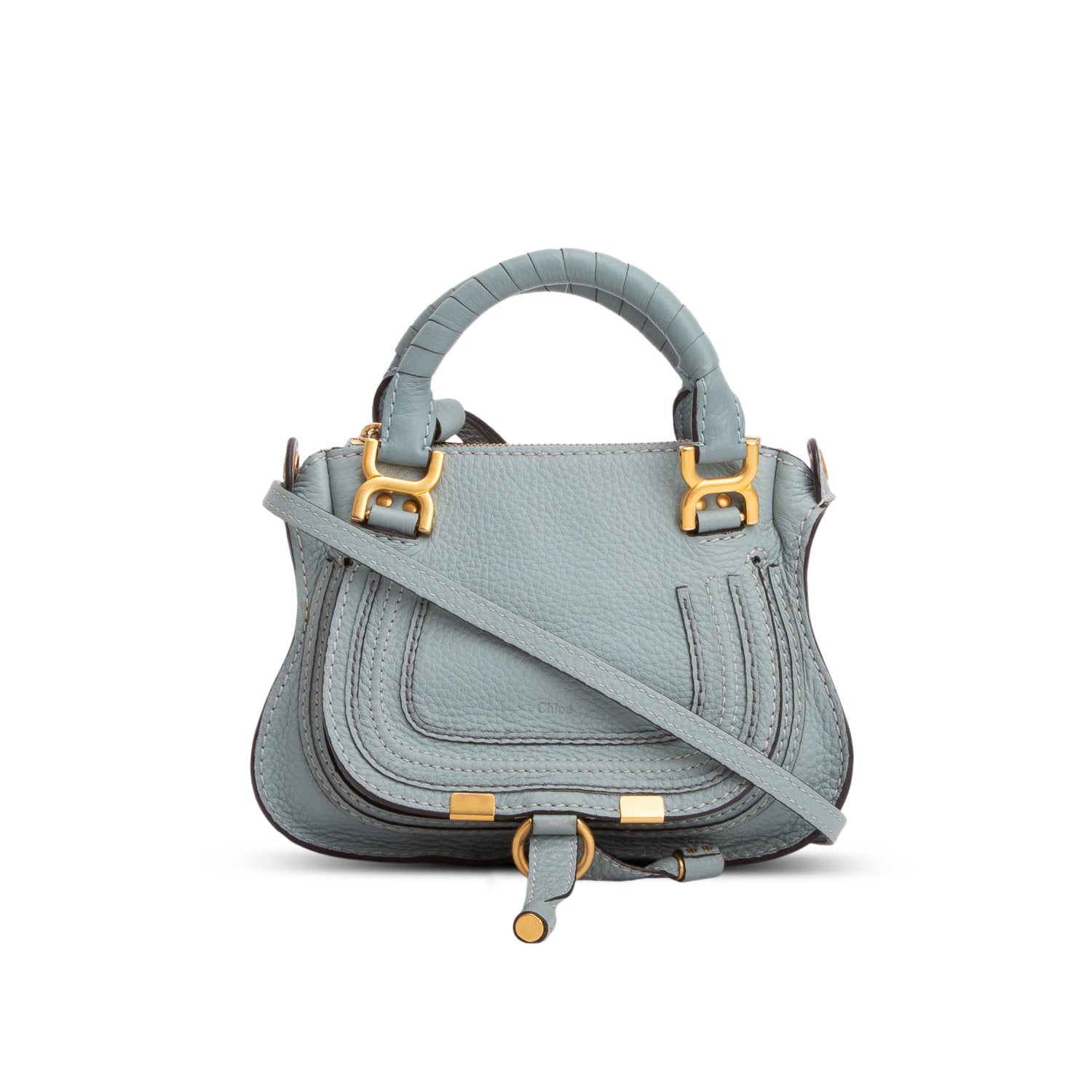 Chloe 2020 Blue Calfskin Mini Marcie Satchel w/ Strap