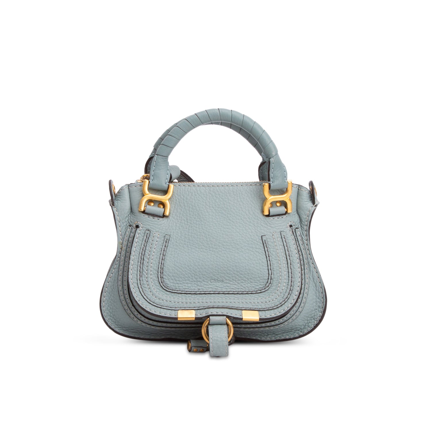 Chloe 2020 Blue Calfskin Mini Marcie Satchel w/ Strap