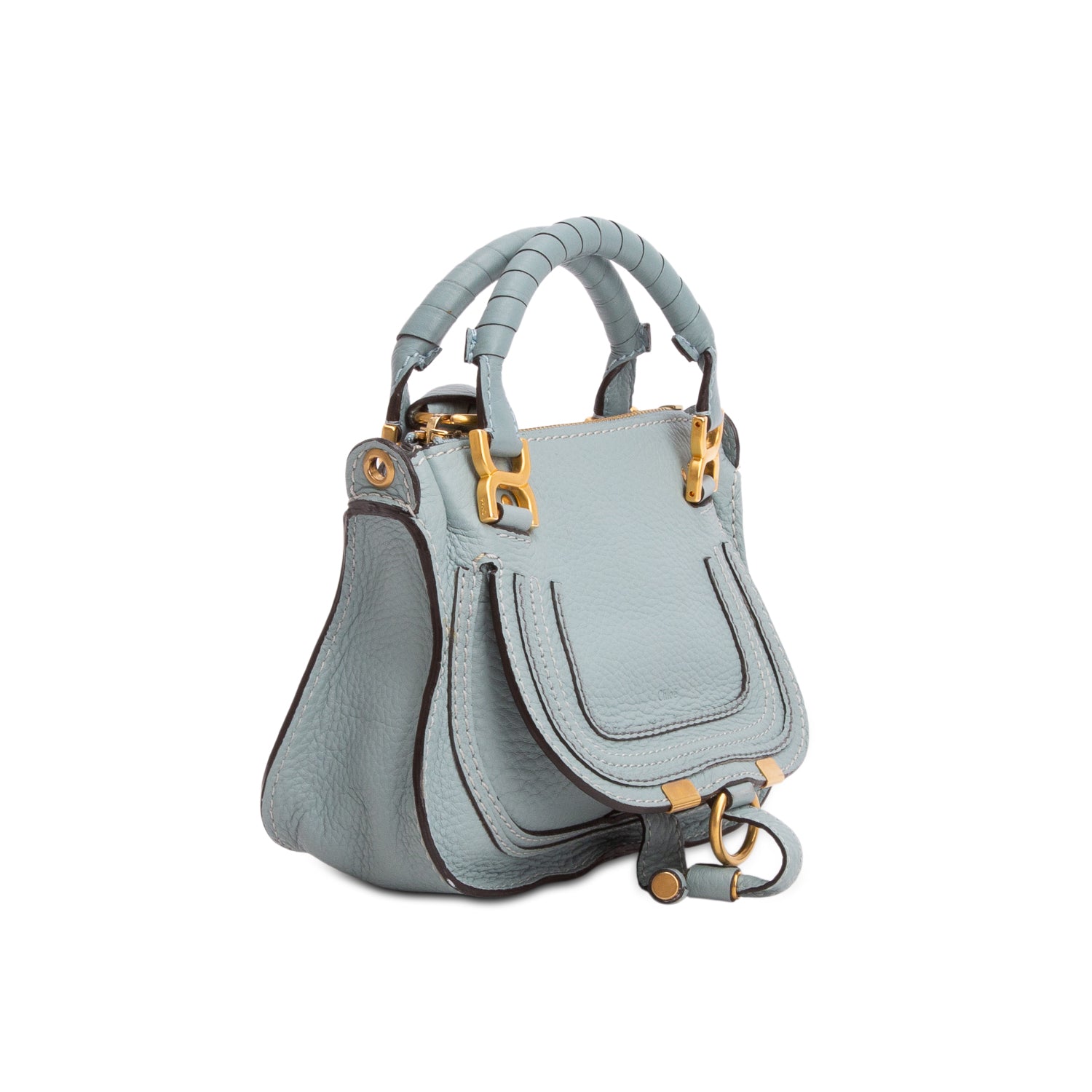 Chloe 2020 Blue Calfskin Mini Marcie Satchel w/ Strap