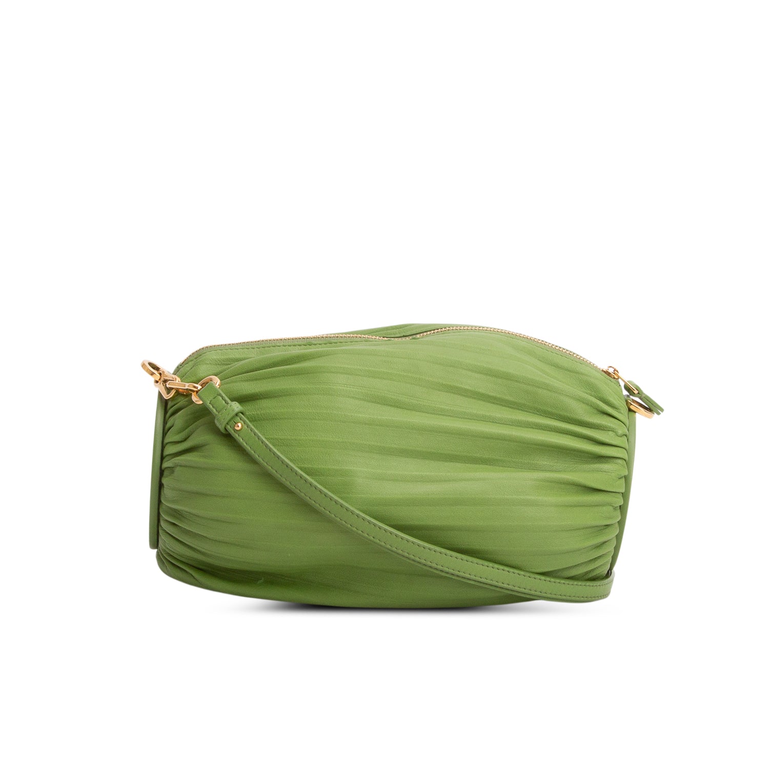 Loewe Green Lambskin Pleated Bracelet Pouch Shoulder Bag