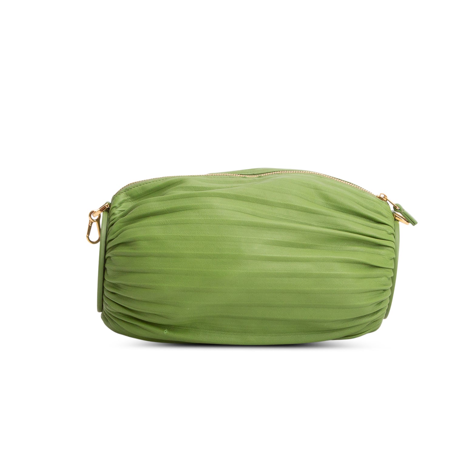 Loewe Green Lambskin Pleated Bracelet Pouch Shoulder Bag