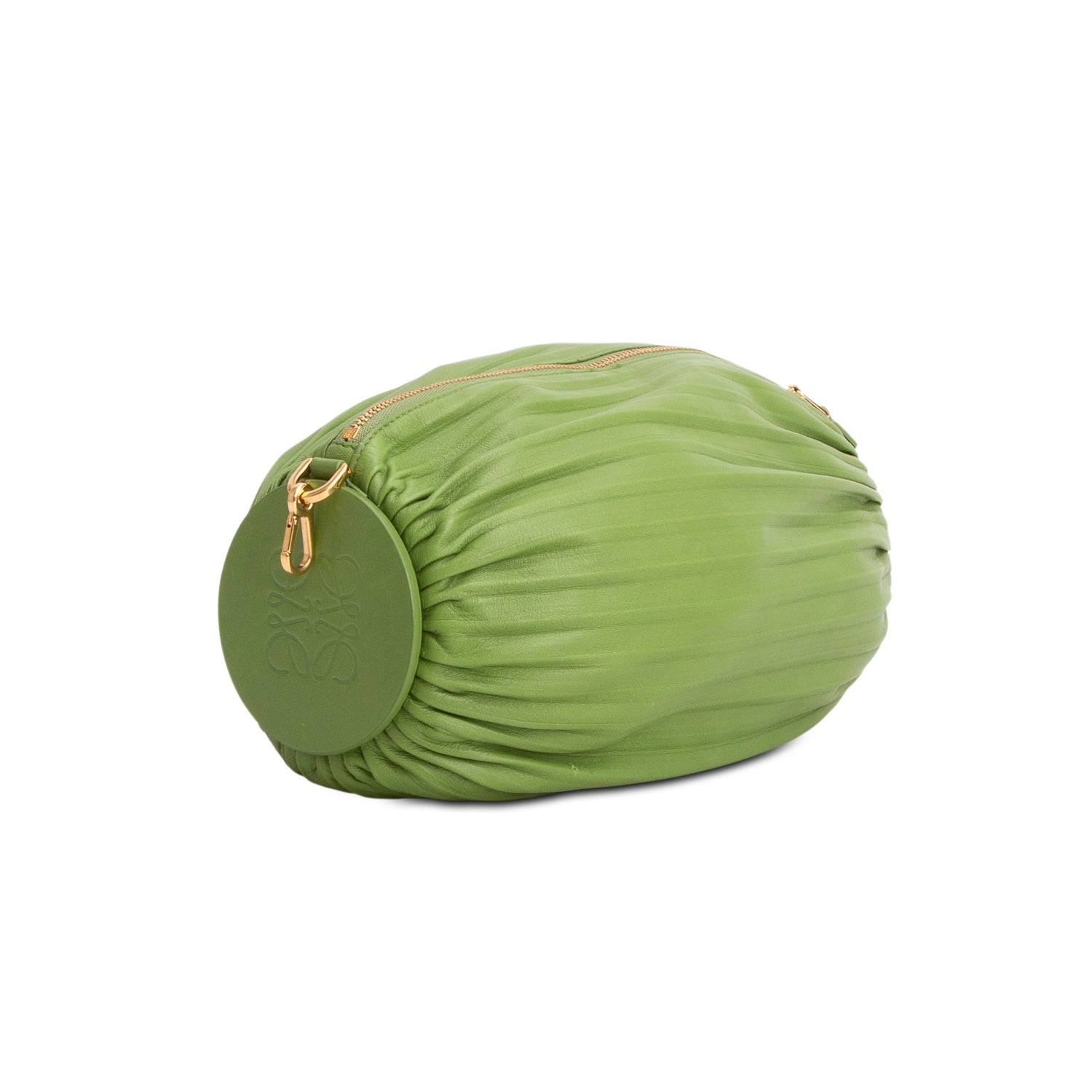 Loewe Green Lambskin Pleated Bracelet Pouch Shoulder Bag