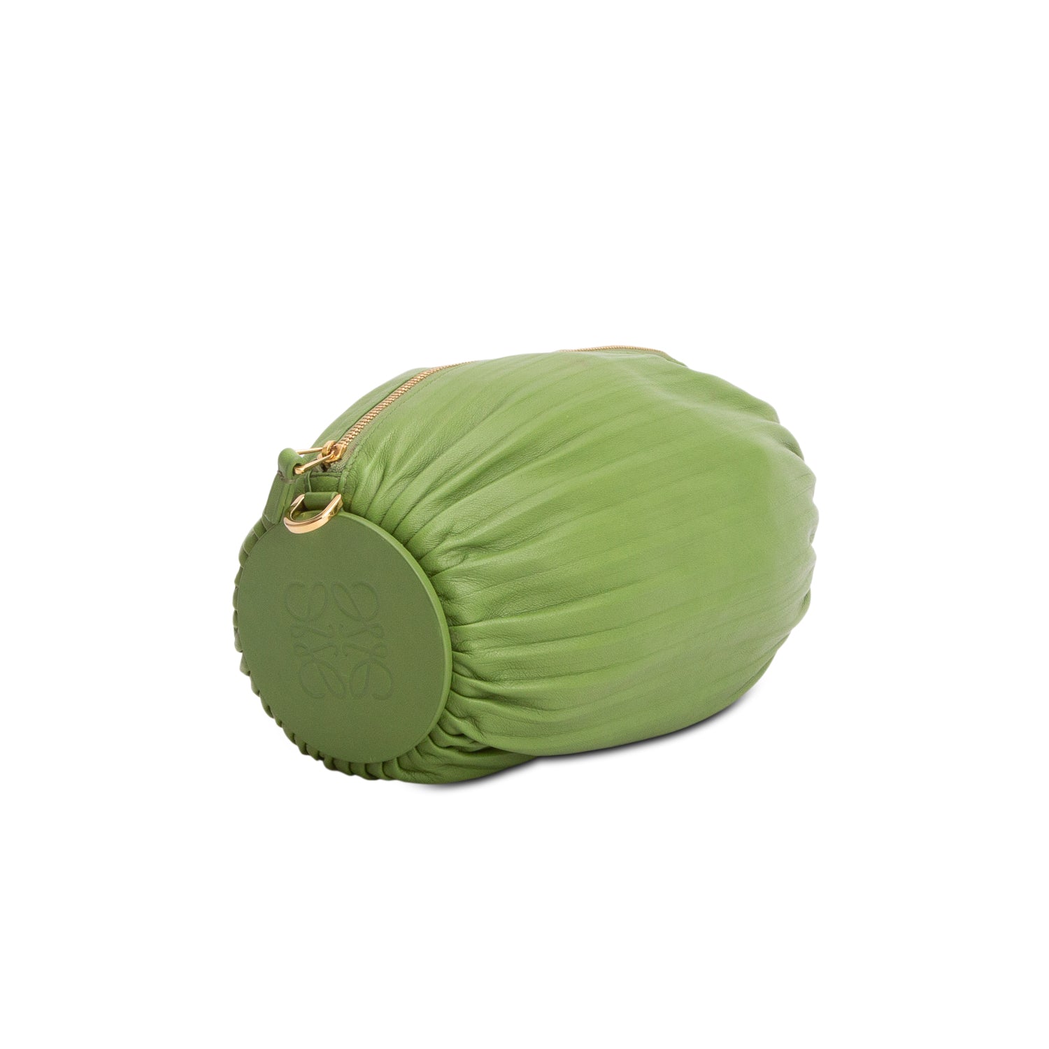Loewe Green Lambskin Pleated Bracelet Pouch Shoulder Bag