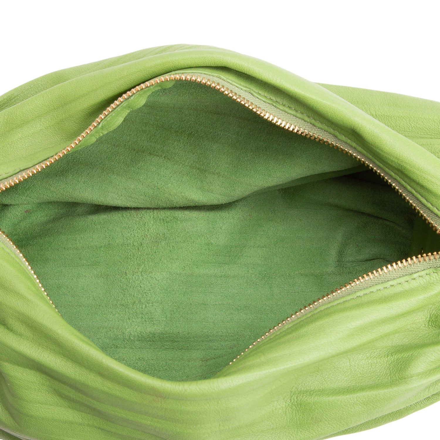 Loewe Green Lambskin Pleated Bracelet Pouch Shoulder Bag