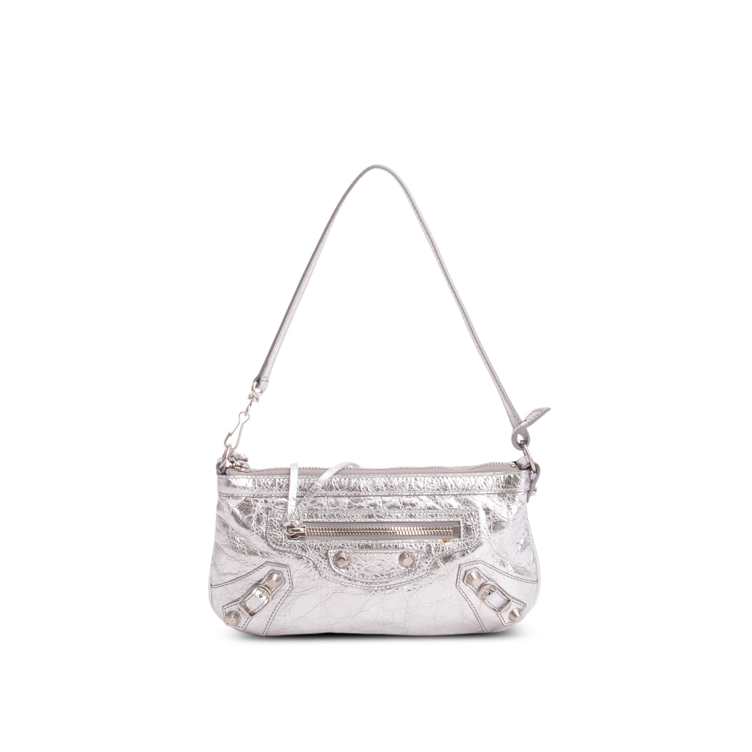 Balenciaga Silver Arena Lambskin Le City Pouch w/ Straps