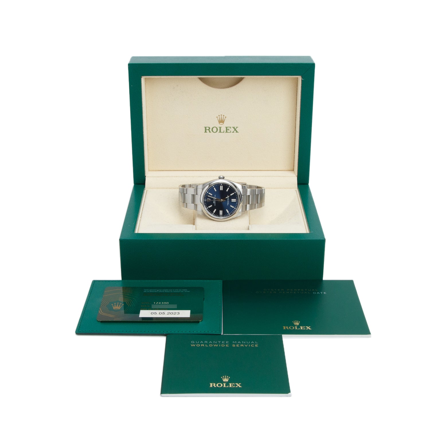 Rolex 2023 Stainless Steel Oyster Perpetual 41 MM Watch Blue Dial 124300 w/ Box & Papers
