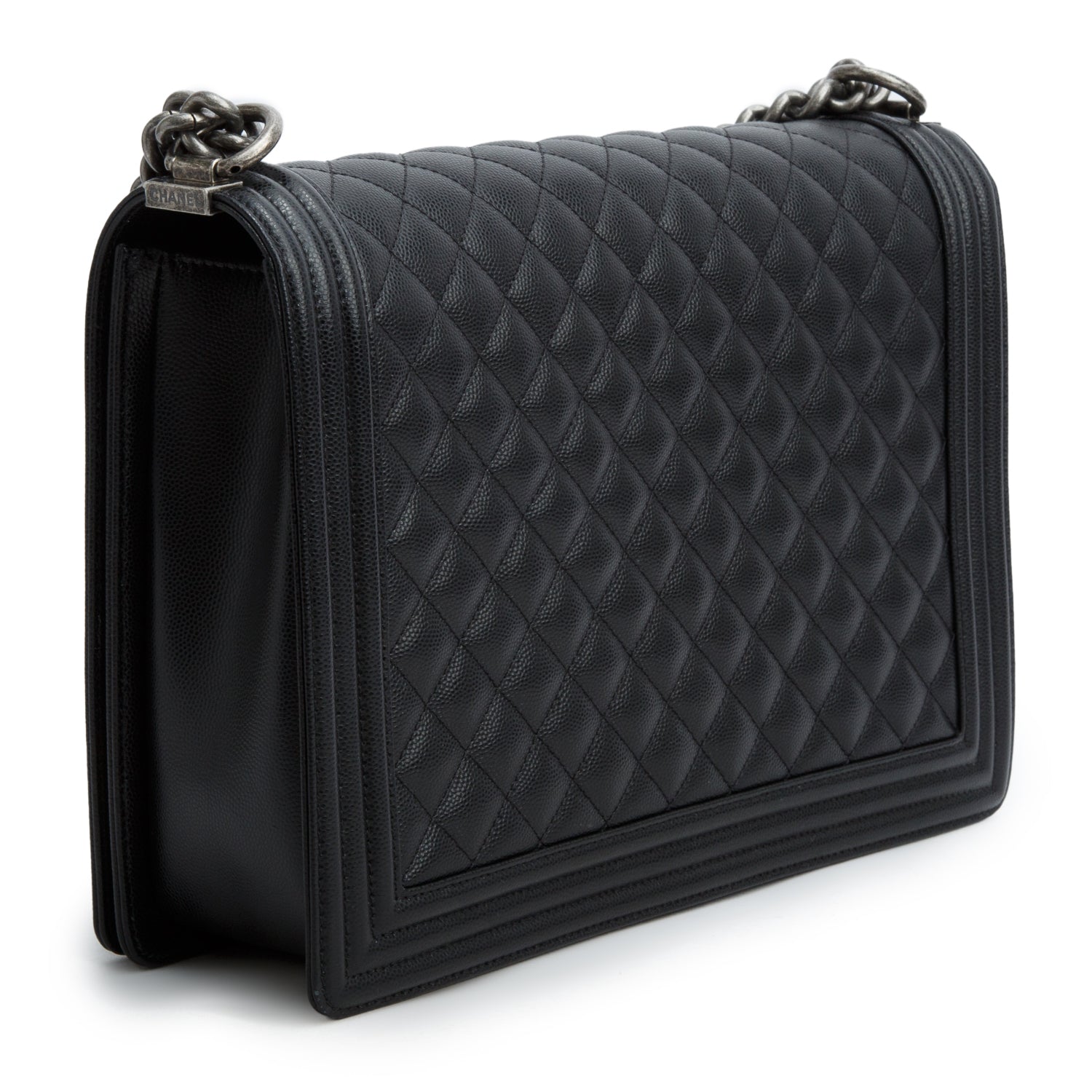 Chanel 2020 Black Caviar Quilted Large Boy Flap w/ Box, Authenticity Card & Receipt