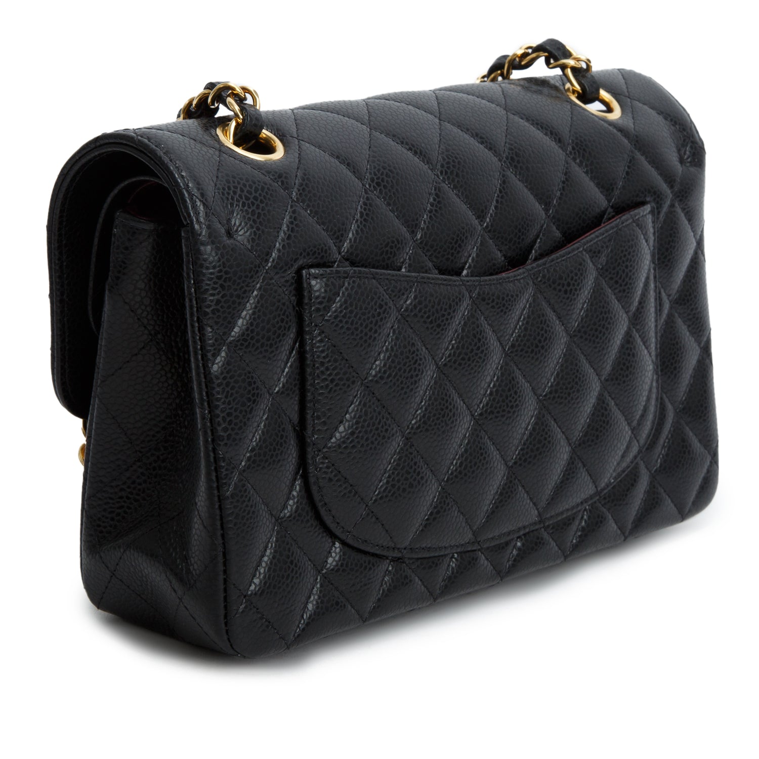 Chanel 2022 Black Quilted Caviar Leather Classic Small Double Flap Bag w/ Box & Receipt