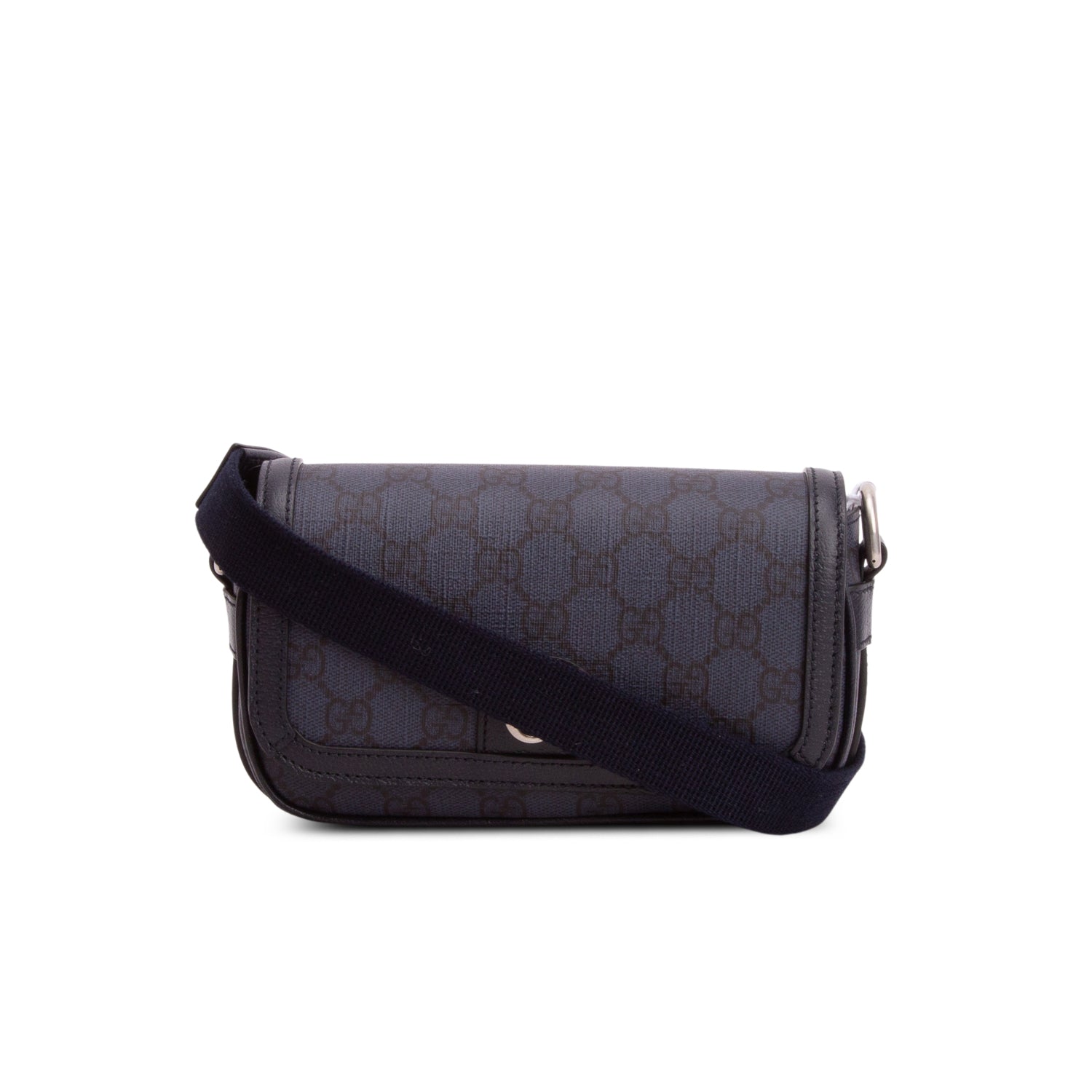Gucci Navy GG Supreme Monogram Textured Dollar Calfskin Ophidia Mini Bag w/ Box