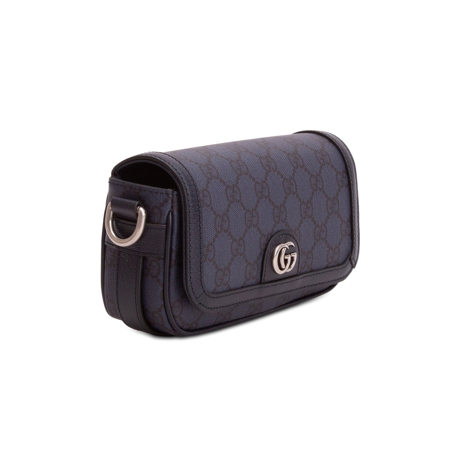 Gucci Navy GG Supreme Monogram Textured Dollar Calfskin Ophidia Mini Bag w/ Box
