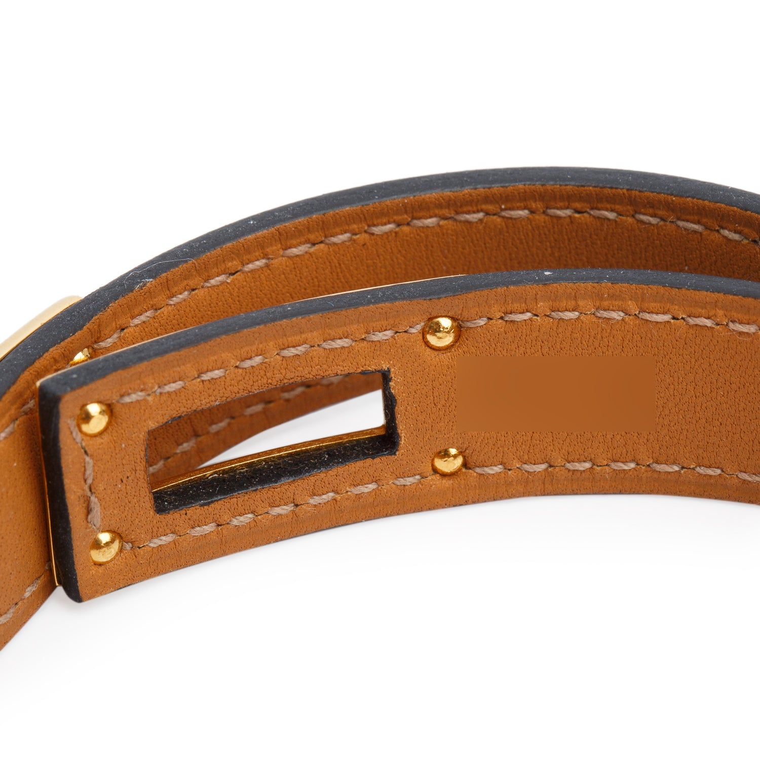 Hermes Gold Plated Black Calfskin Kelly Double Tour Bracelet, Size S