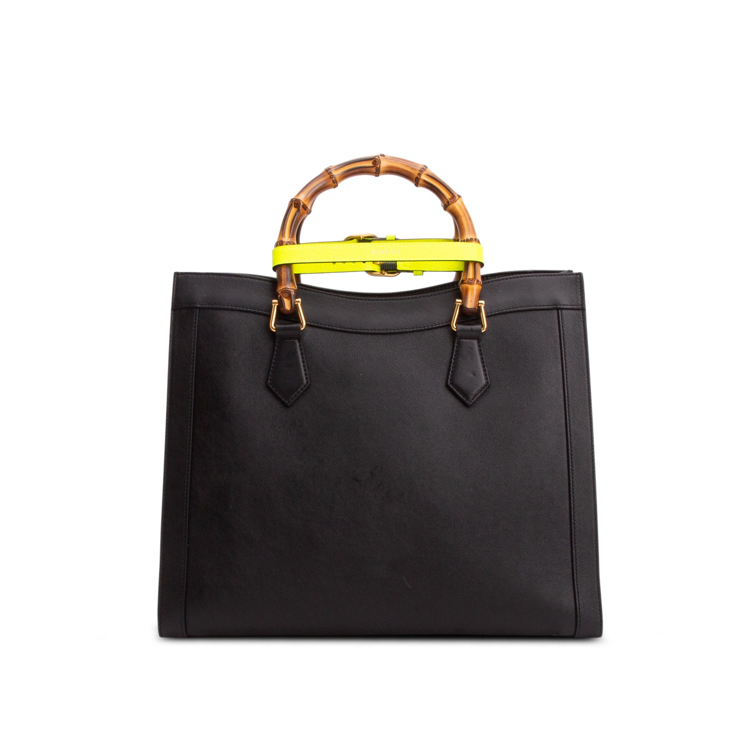 Gucci Black Textured Dollar Calfskin Medium Diana Tote Bag w/ Strap