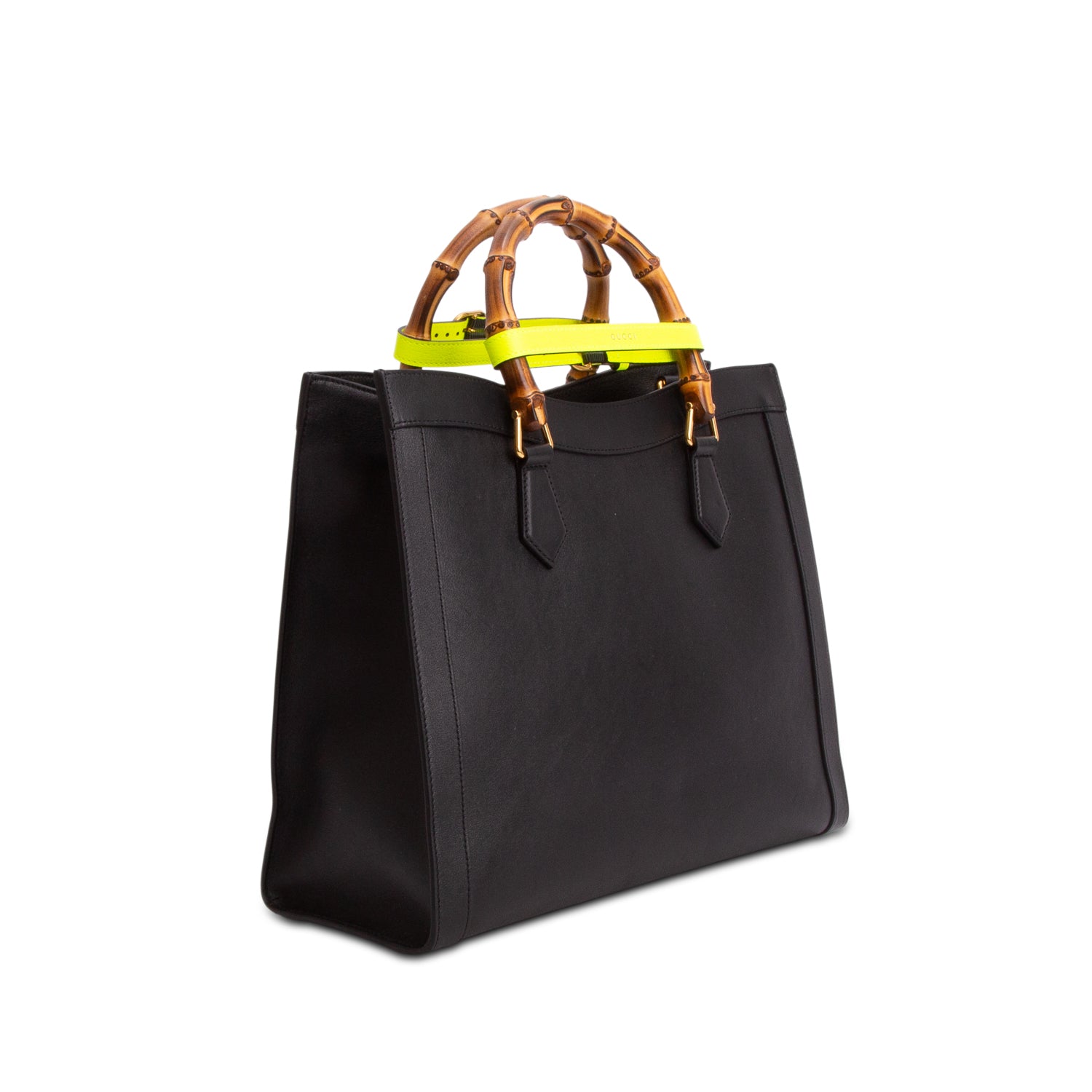 Gucci Black Textured Dollar Calfskin Medium Diana Tote Bag w/ Strap