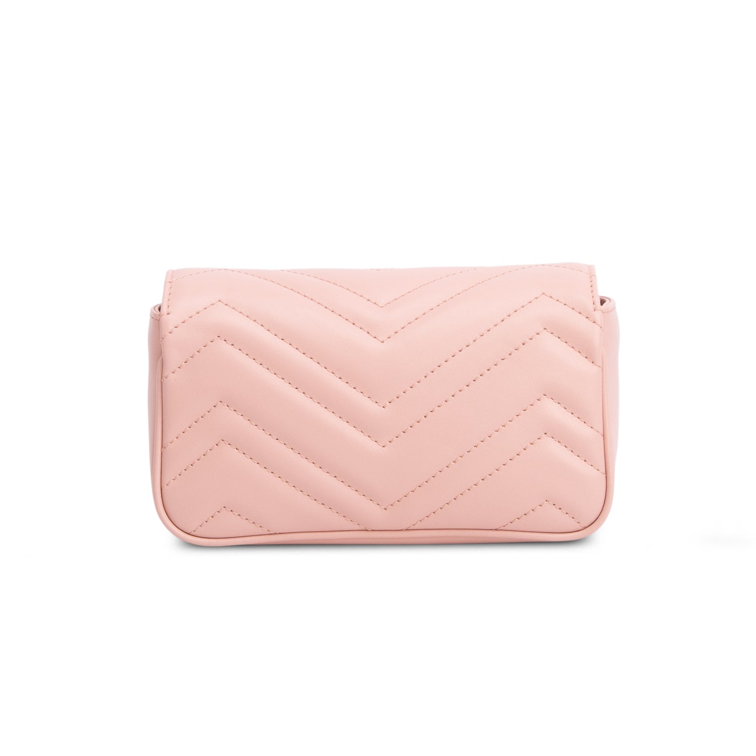 Gucci Pink Calfskin Matelasse Monochrome GG Marmont Chain Belt Bag w/ Box
