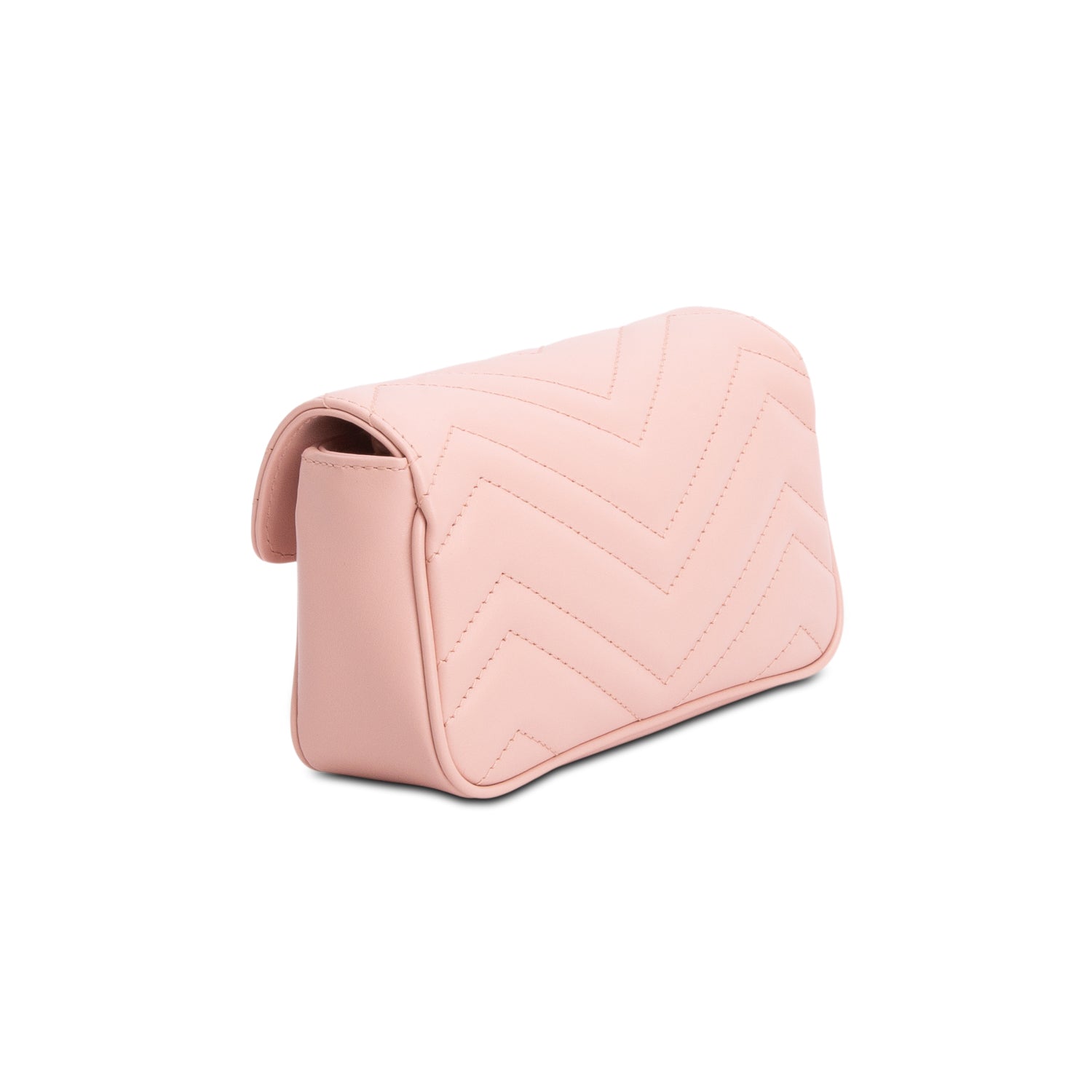 Gucci Pink Calfskin Matelasse Monochrome GG Marmont Chain Belt Bag w/ Box