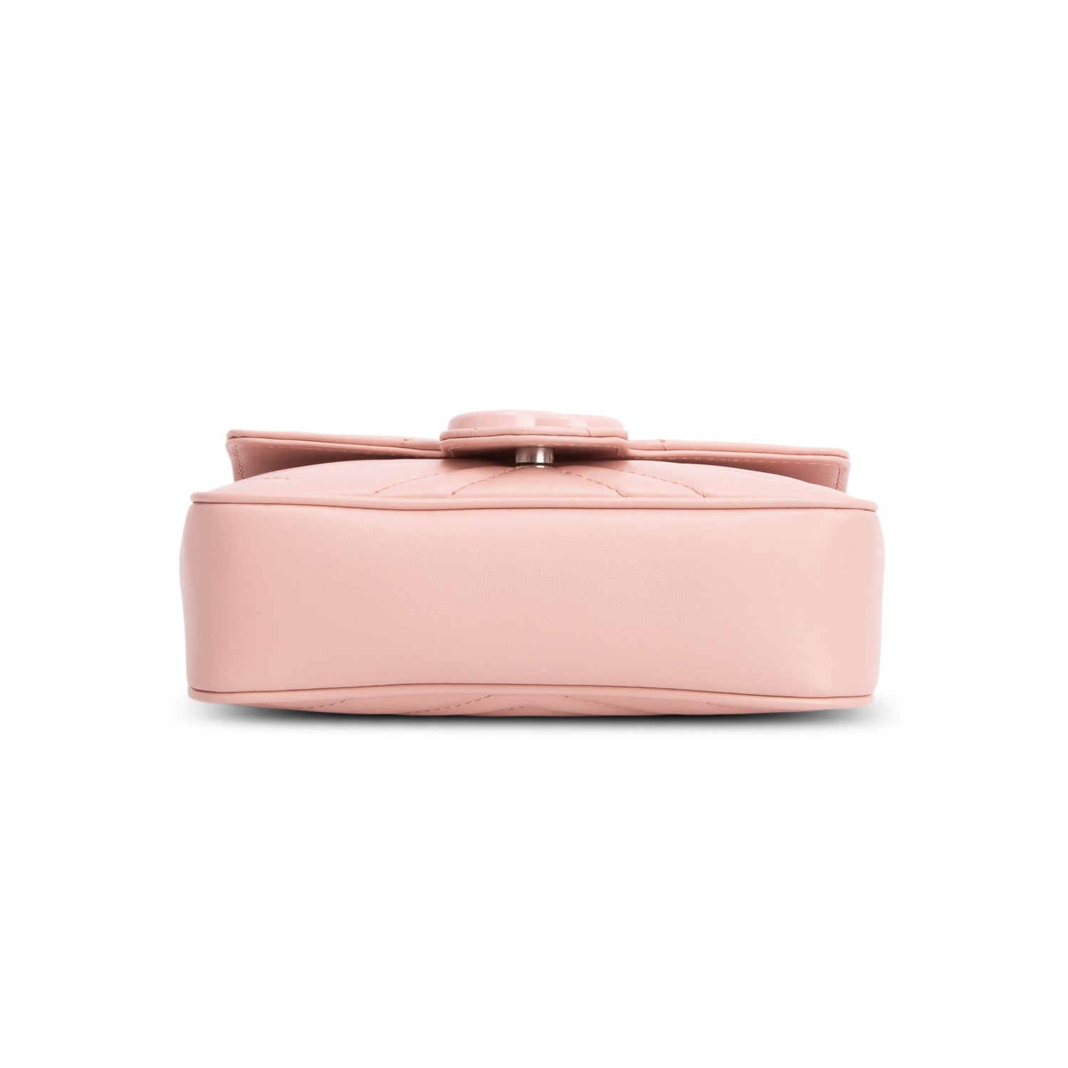 Gucci Pink Calfskin Matelasse Monochrome GG Marmont Chain Belt Bag w/ Box