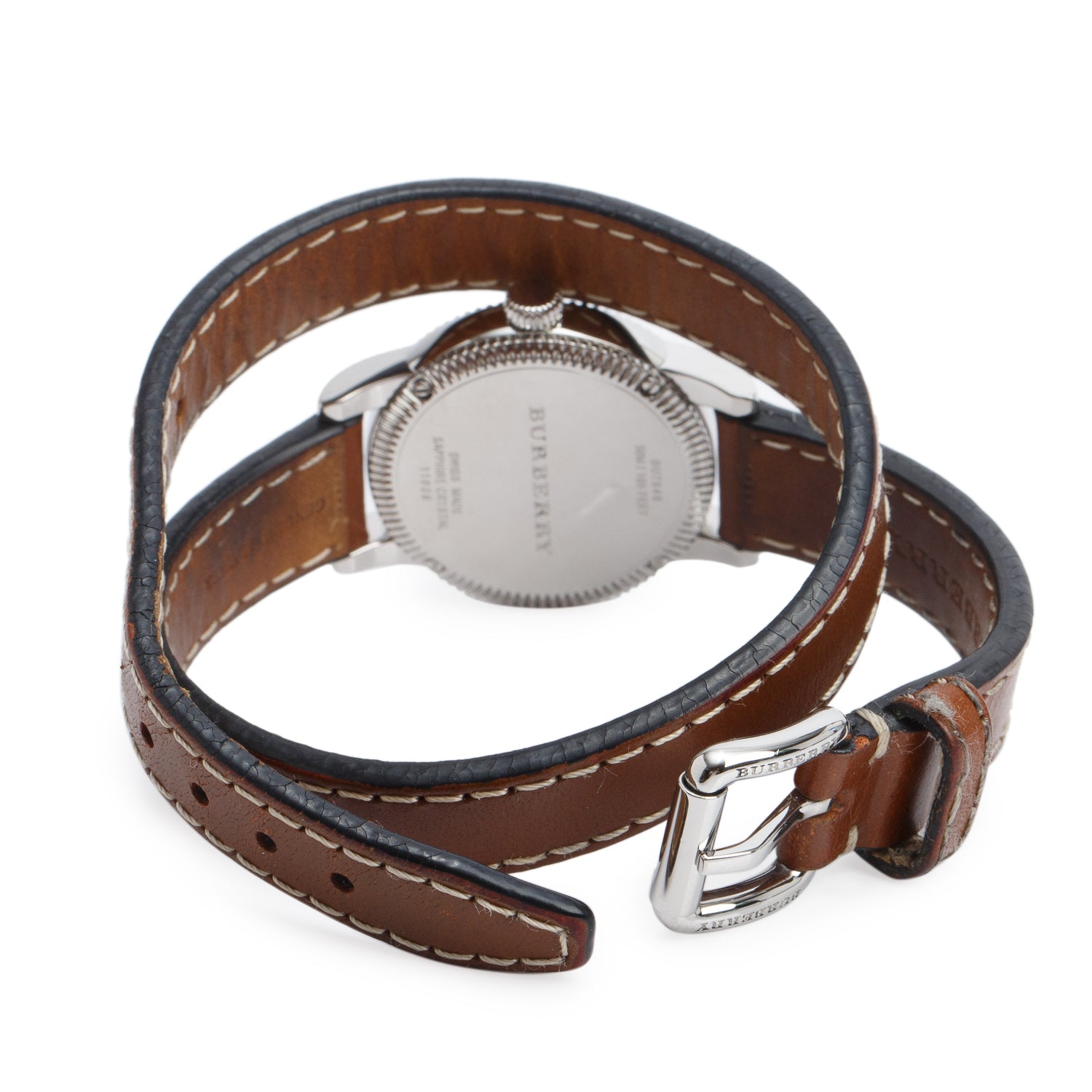 Burberry Stainless Steel BU7848 30 MM Utilitarian Double Wrap Quartz Watch White Dial w/ Box