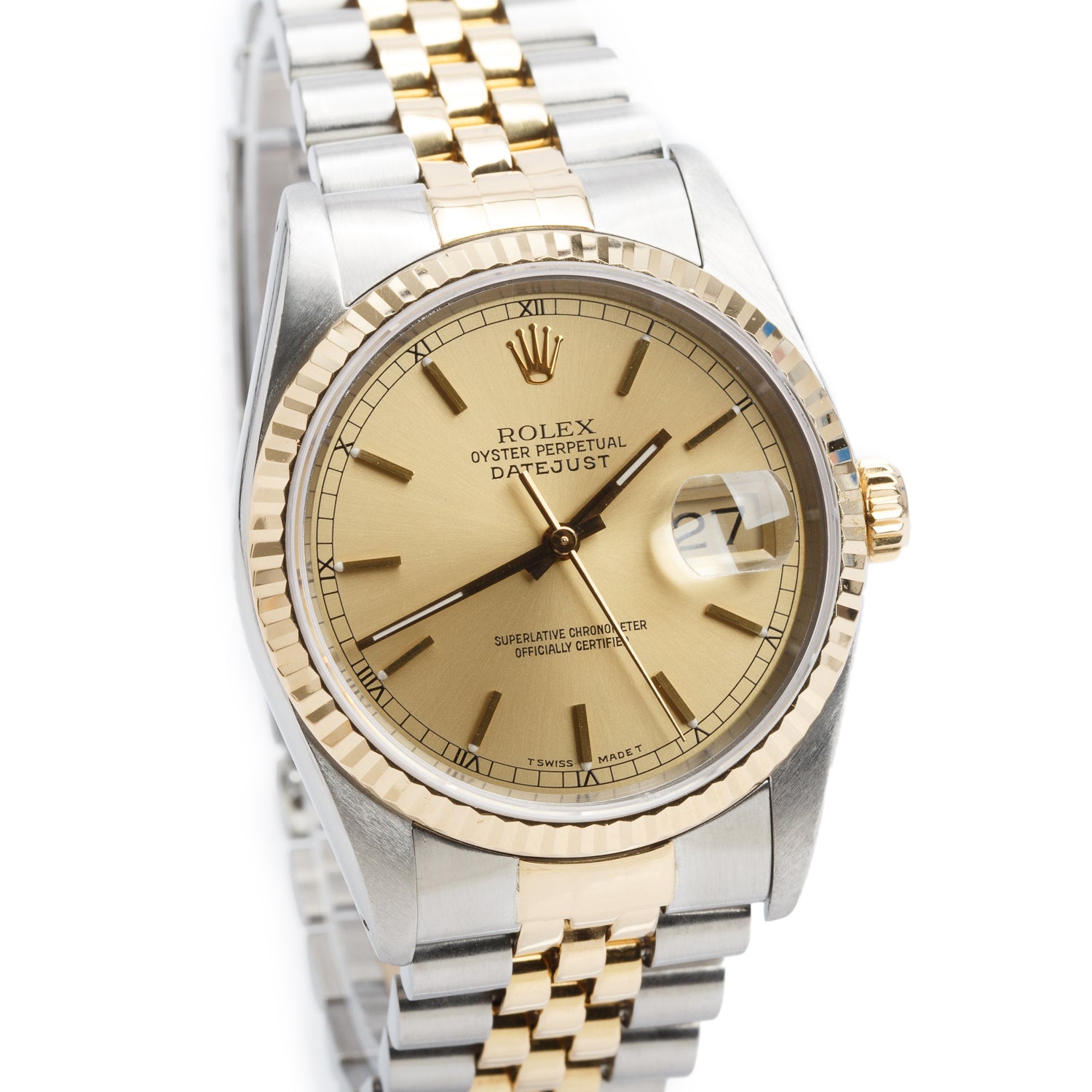 Rolex Stainless Steel & 18k Yellow Gold Datejust 36 MM Automatic Watch Gold Dial 16233
