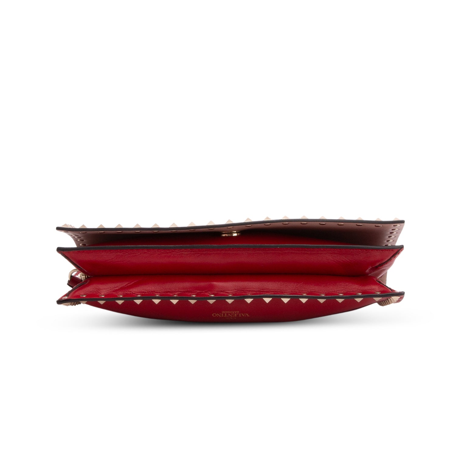 Valentino Red Nappa Rockstud Wristlet Clutch