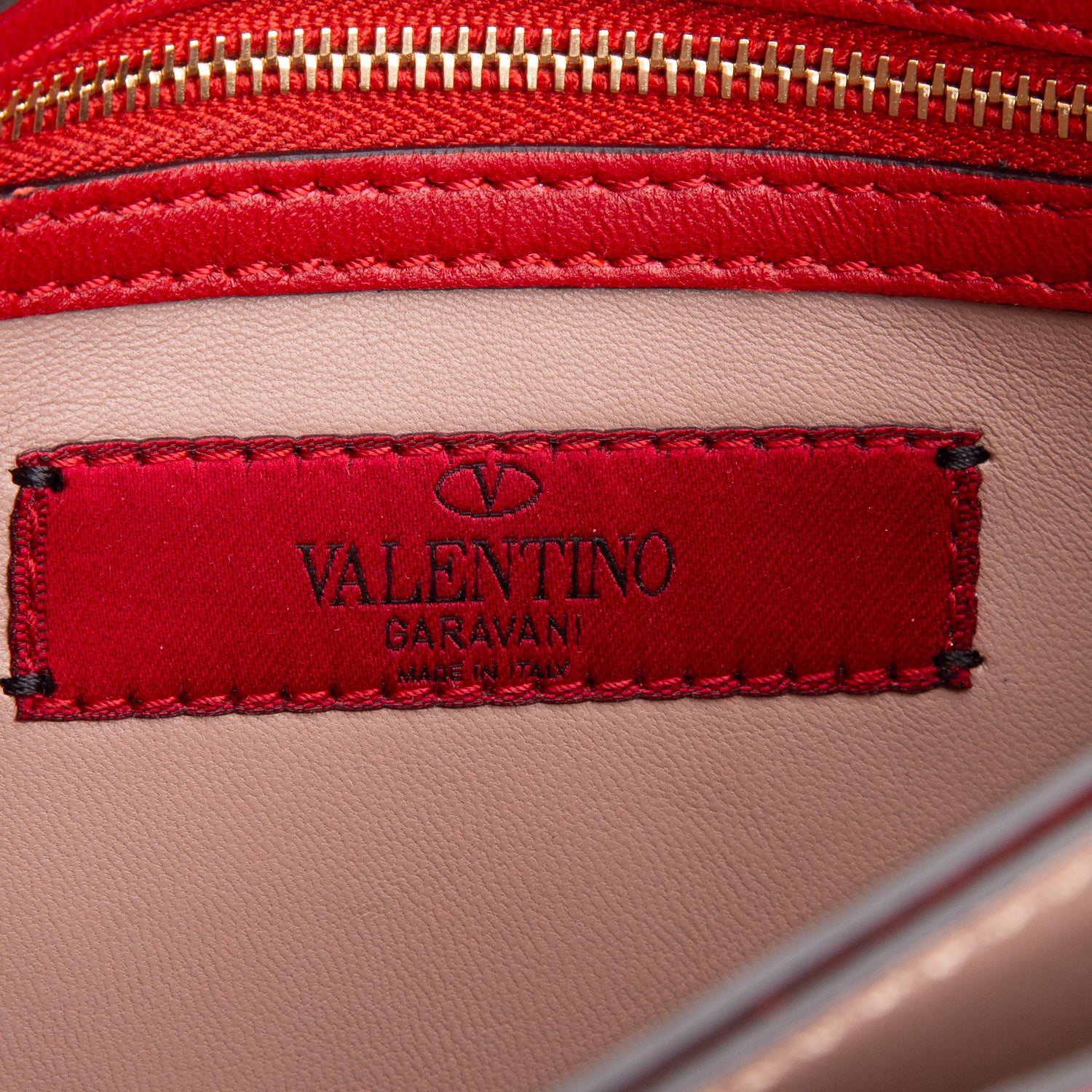 Valentino Red Nappa Rockstud Wristlet Clutch