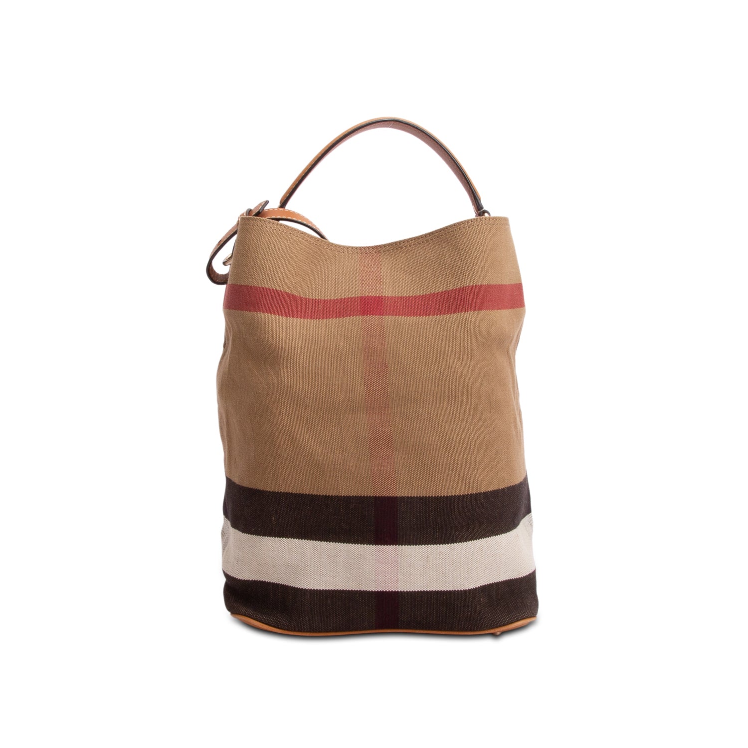 Burberry Mega Check Ashby Bucket Bag w/ Strap & Pouch