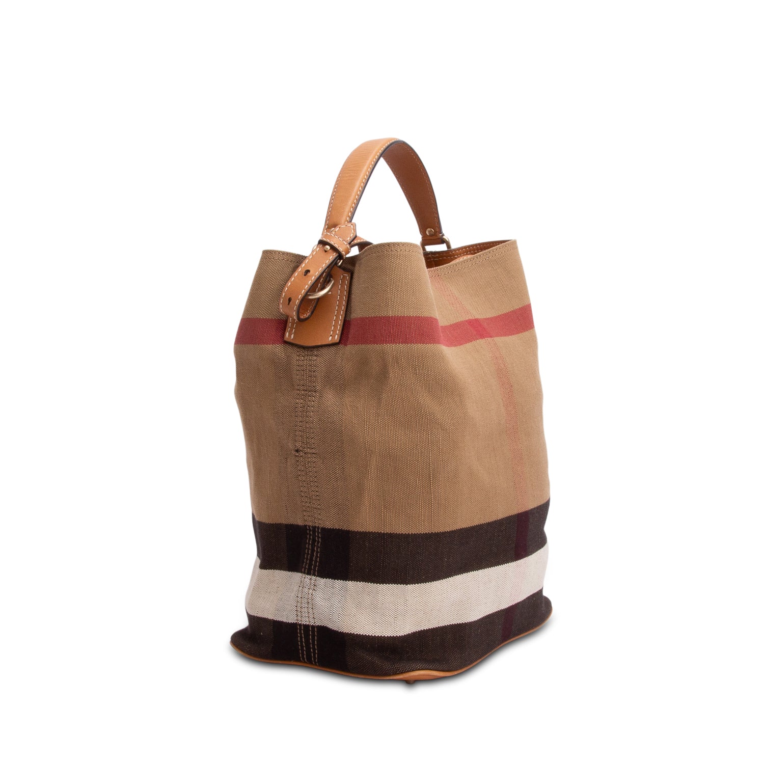 Burberry Mega Check Ashby Bucket Bag w/ Strap & Pouch