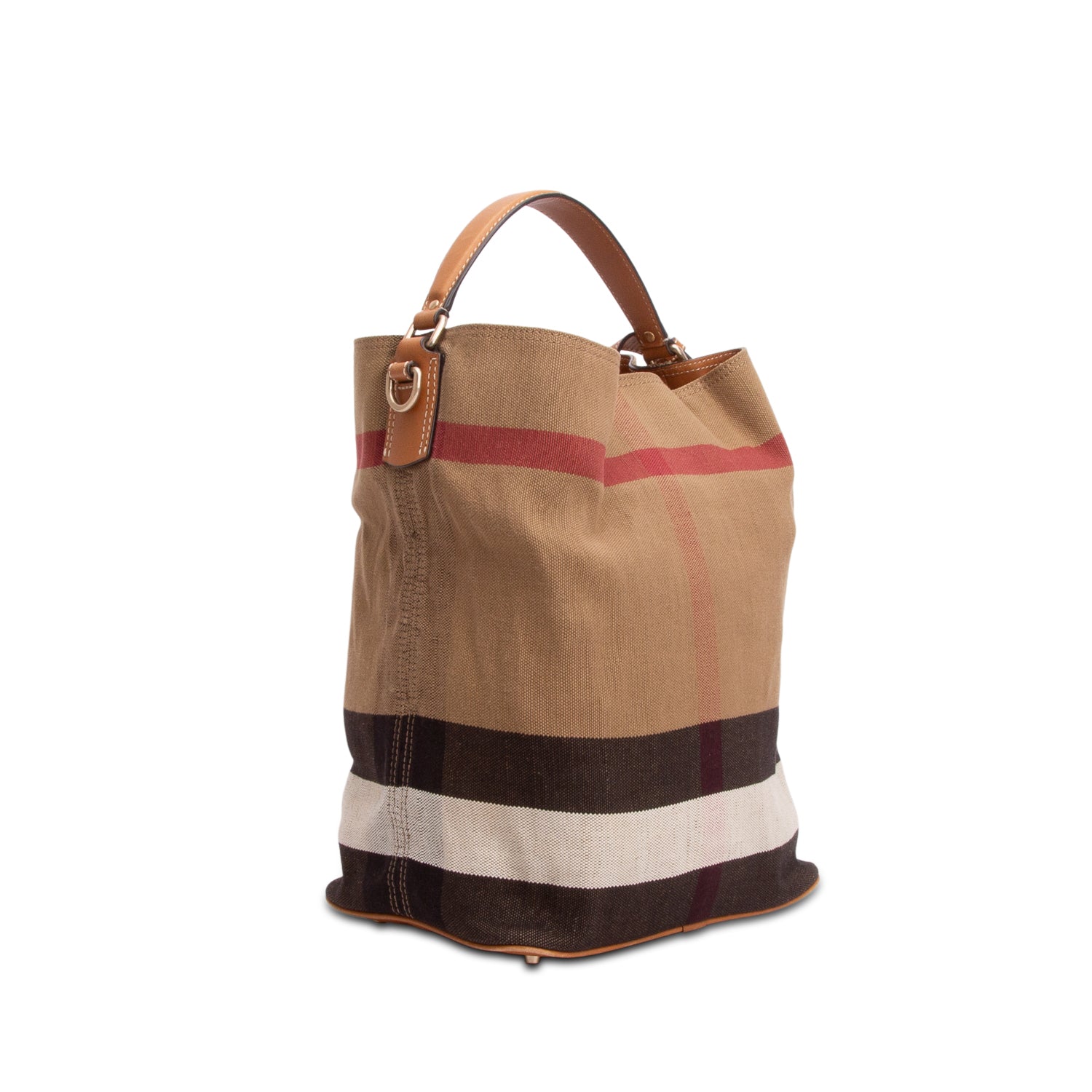 Burberry Mega Check Ashby Bucket Bag w/ Strap & Pouch