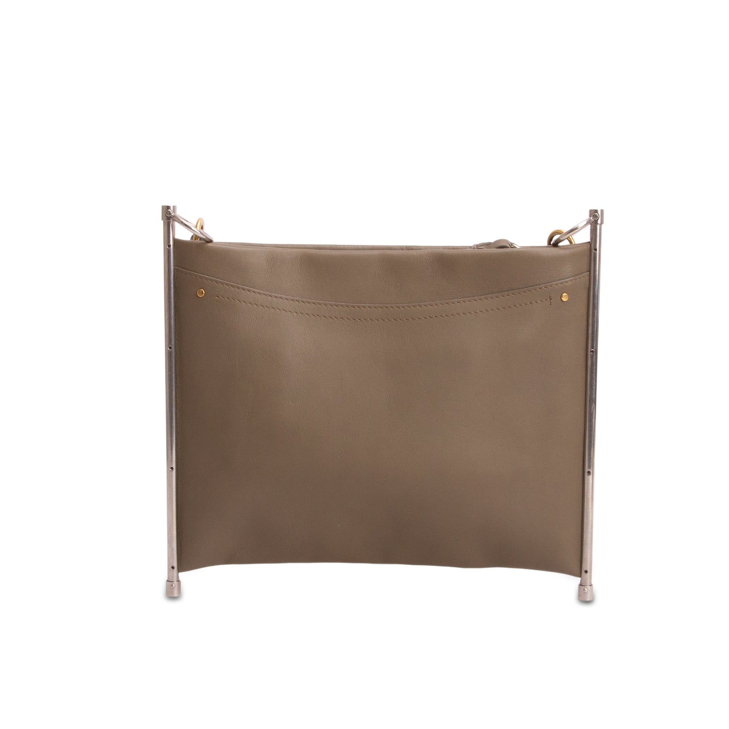 Chloe Taupe Calfskin Leather Medium Roy Clutch Crossbody w/ Straps