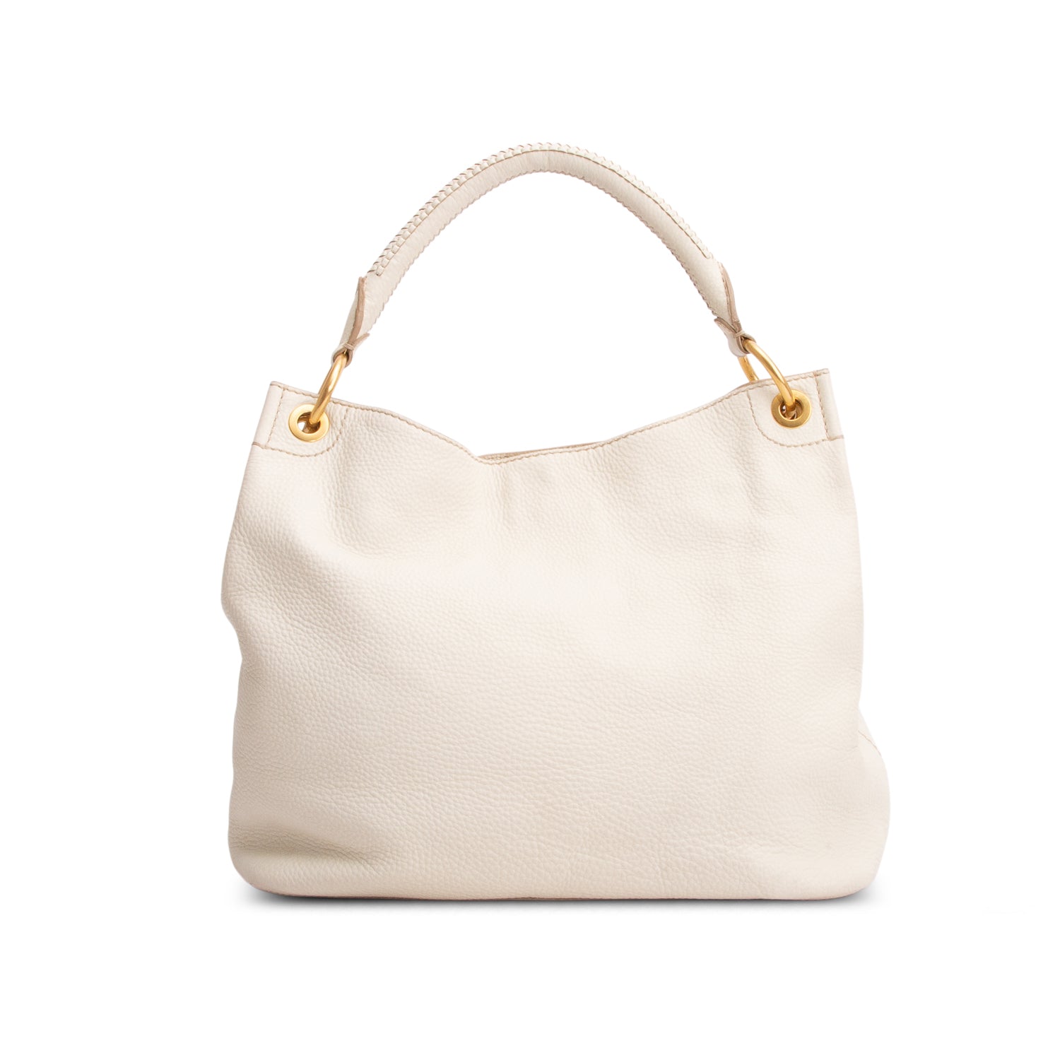 Prada White Vitello Daino Hobo